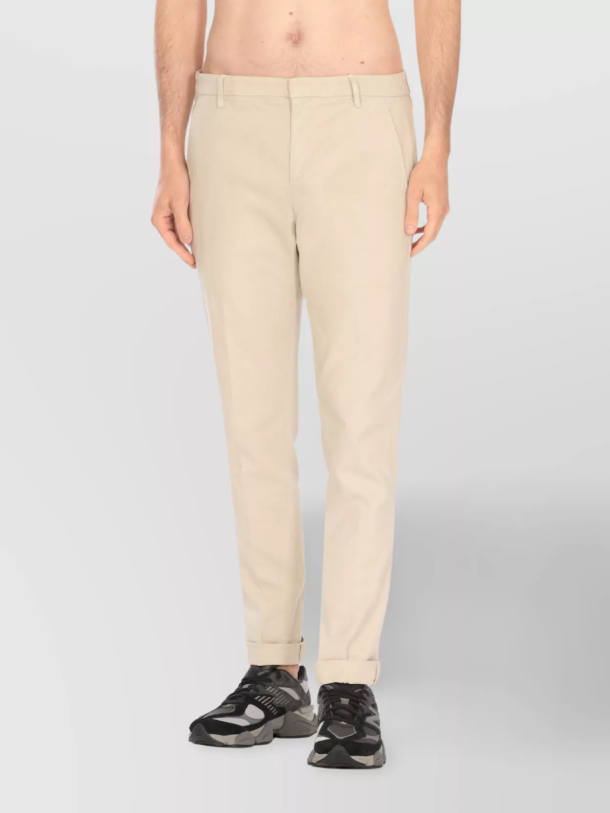 Dondup Straight Cuffed Hem Cotton Trousers