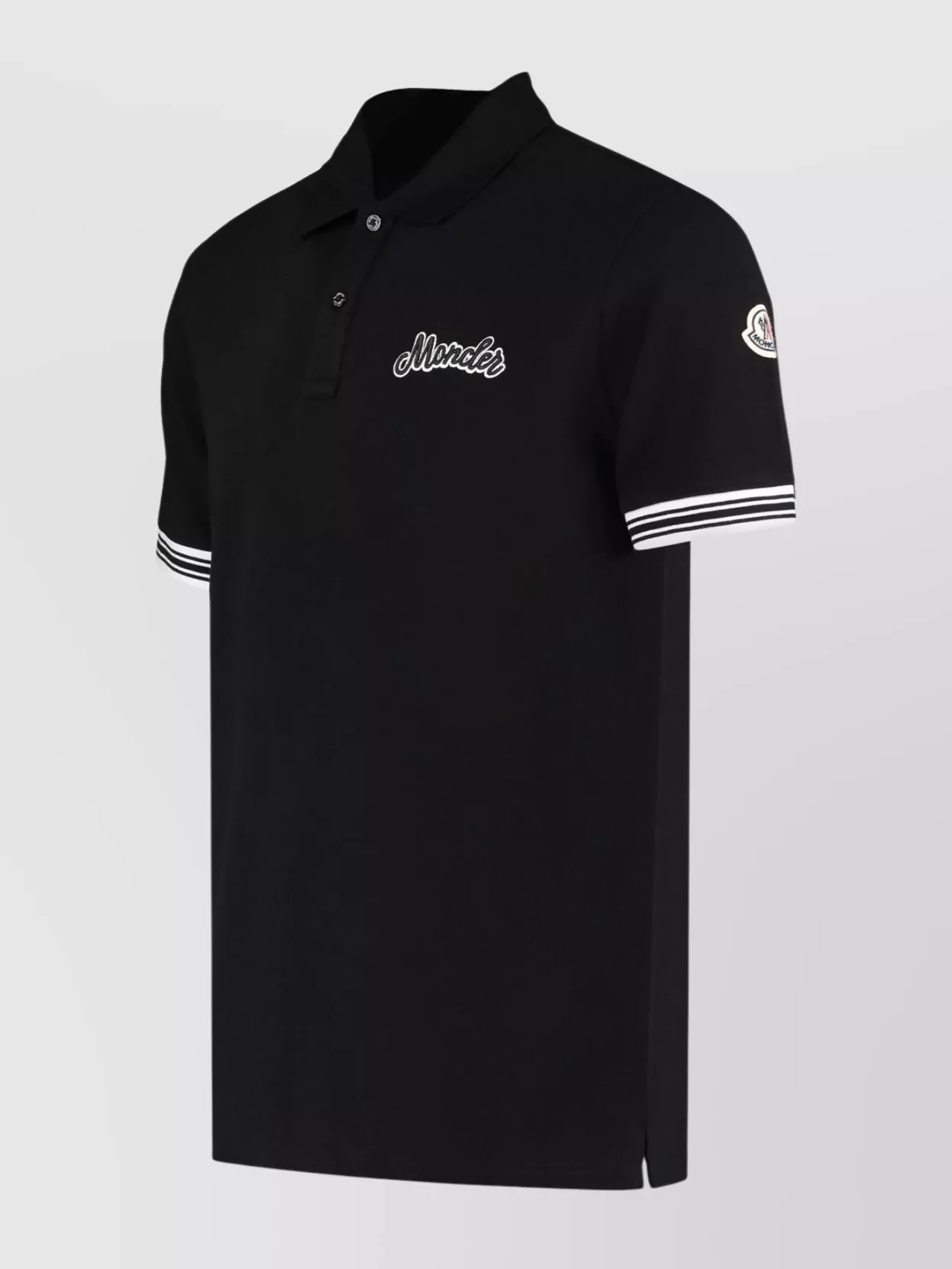 Moncler Polo Shirt With Side Slits And Ribbed Edges