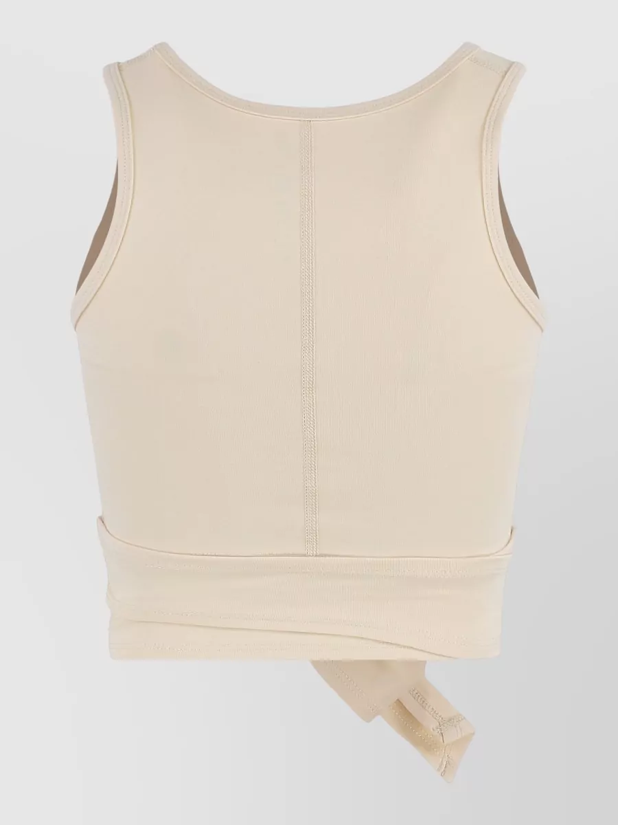 Live The Process Cropped Knot Front Sleeveless Top In Neutral