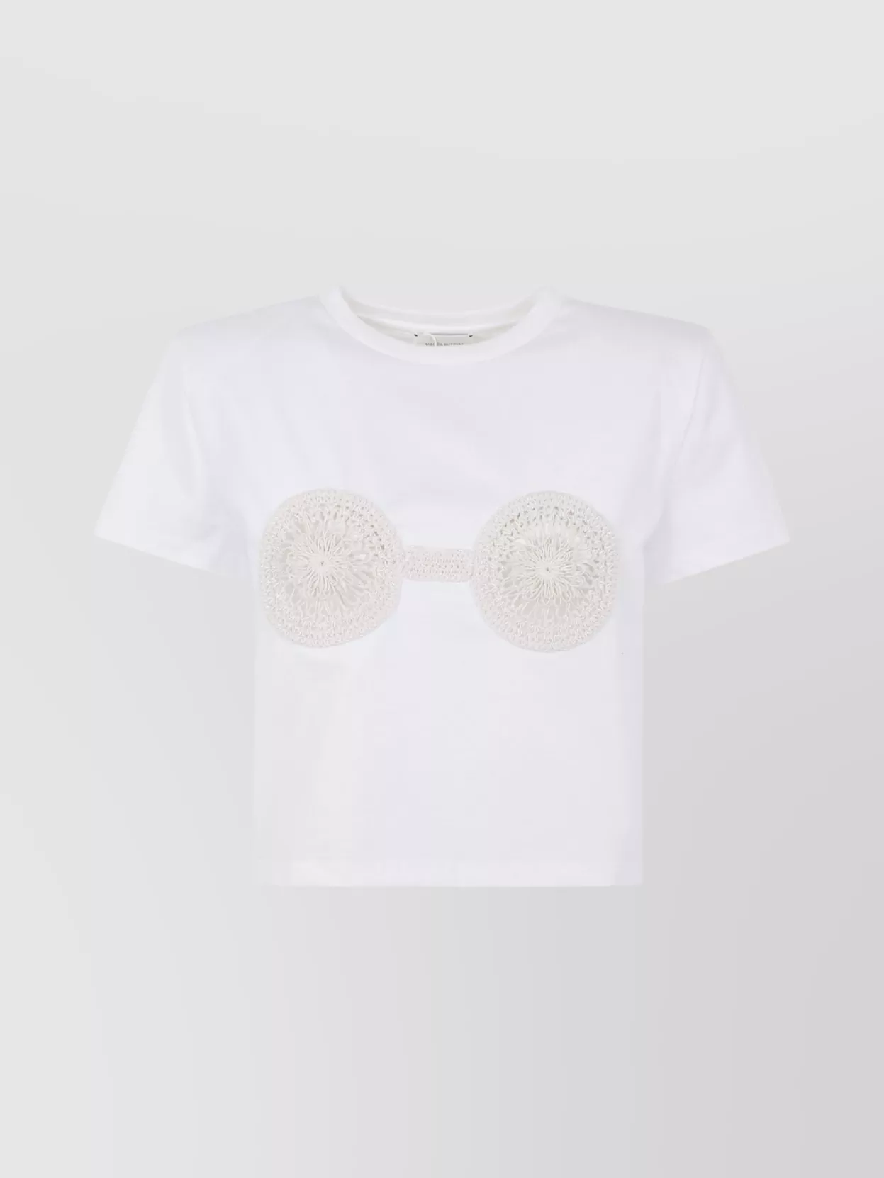 Magda Butrym Short Sleeve Cropped Top With Crochet Detail