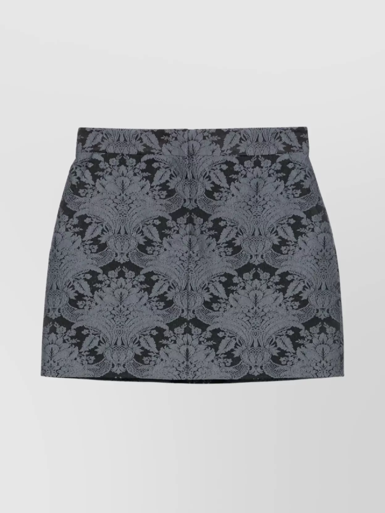 Max Mara Floral Mini Skirt Crafted From Virgin Wool In Gray