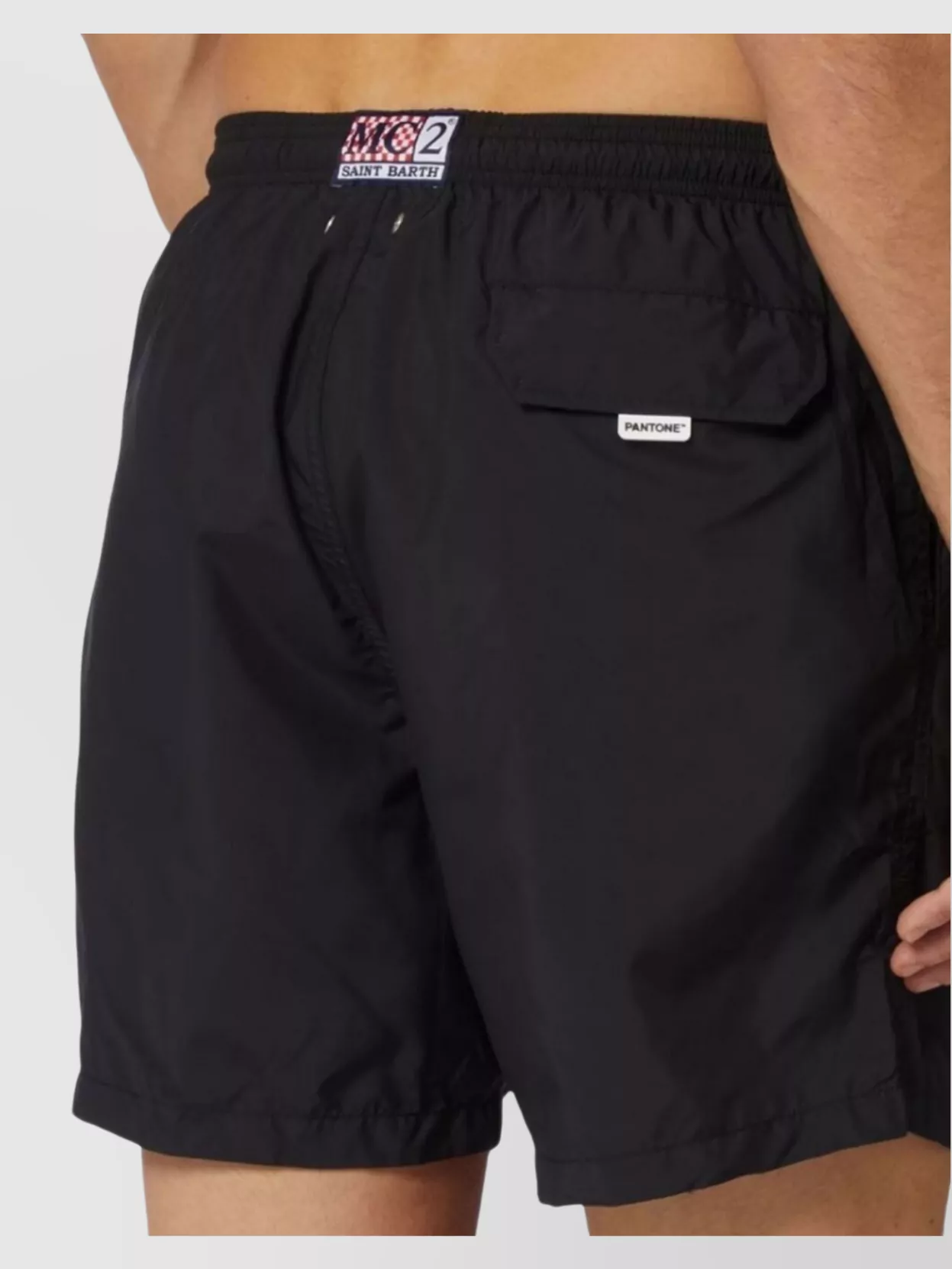Mc2 Saint Barth Versatile Swimwear With Back Pocket And Elastic Waistband In Black