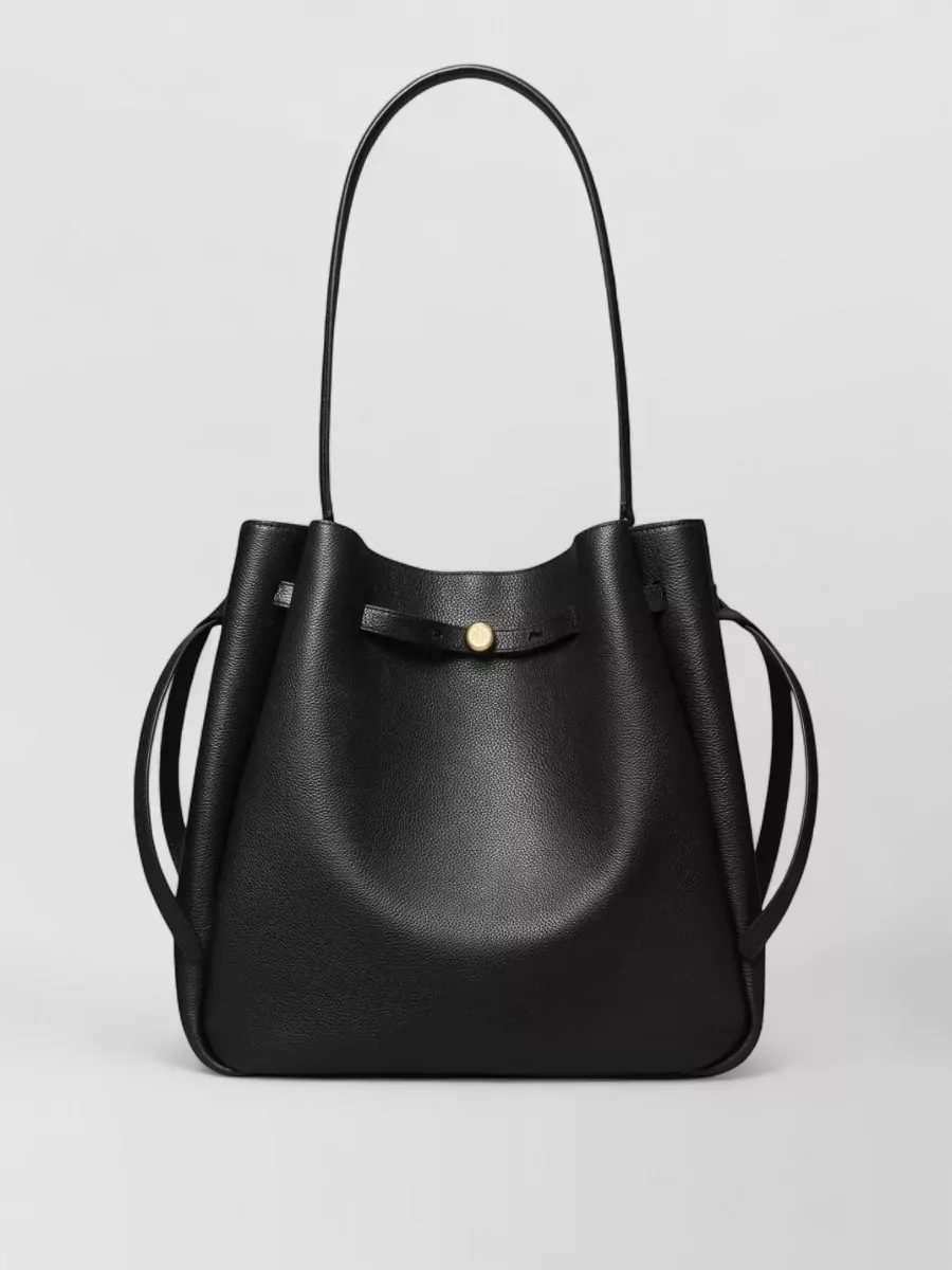 Tory Burch Large Leather Bucket Bag With Button Detail