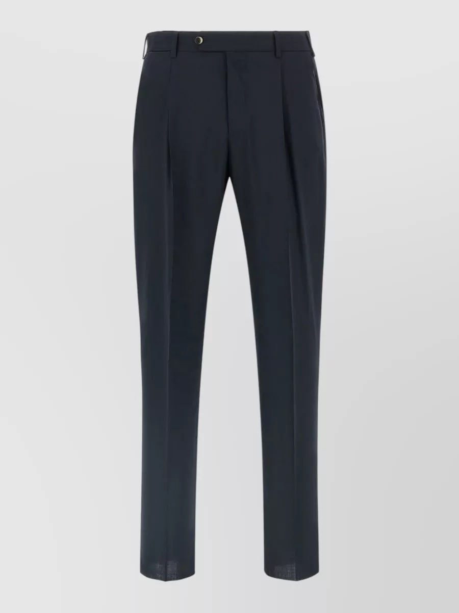 Pt Torino Virgin Wool Pleated Tapered Tailored Trousers