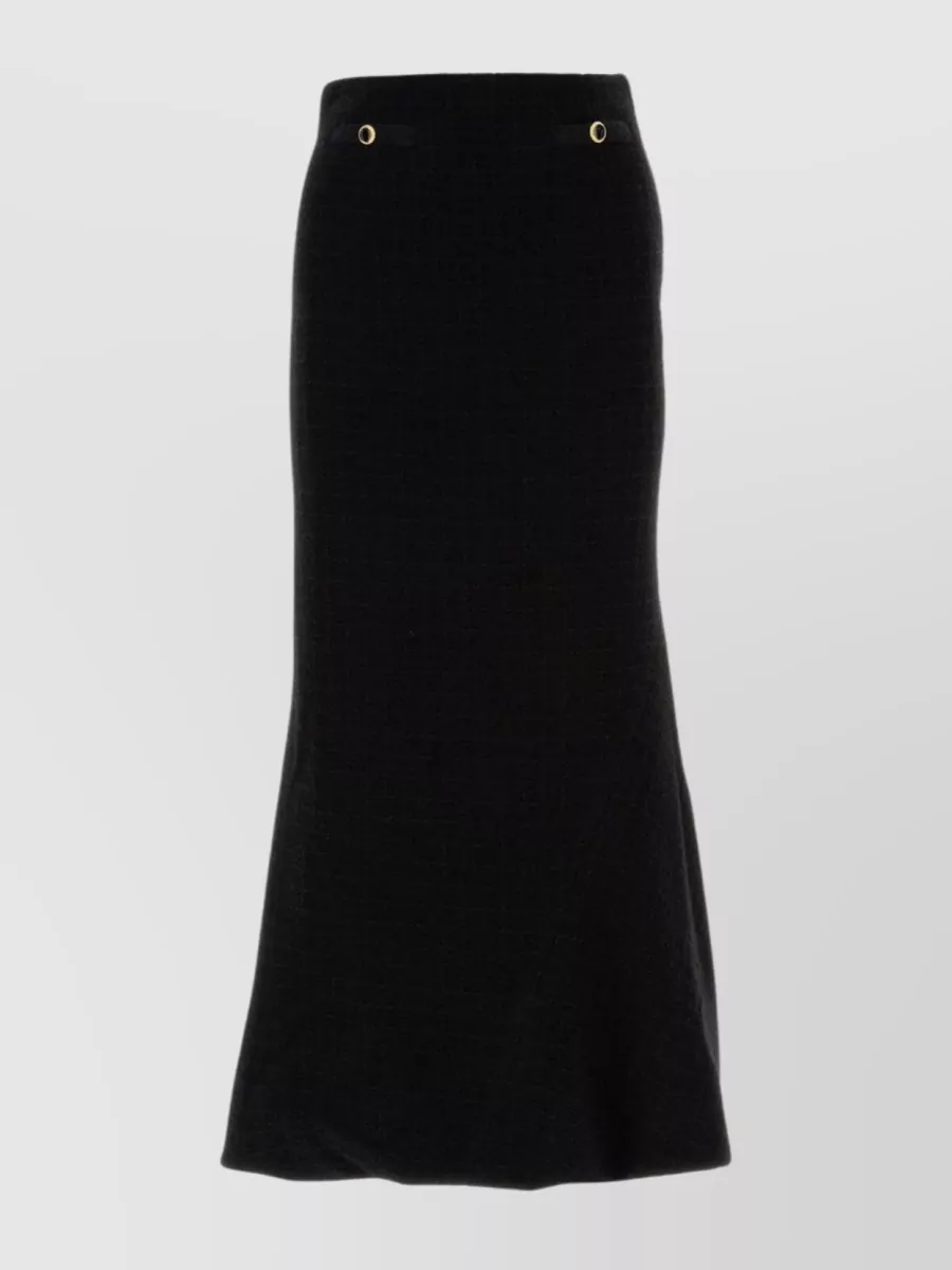 Shop Alessandra Rich Flared Hemline Wool Blend Skirt In Black
