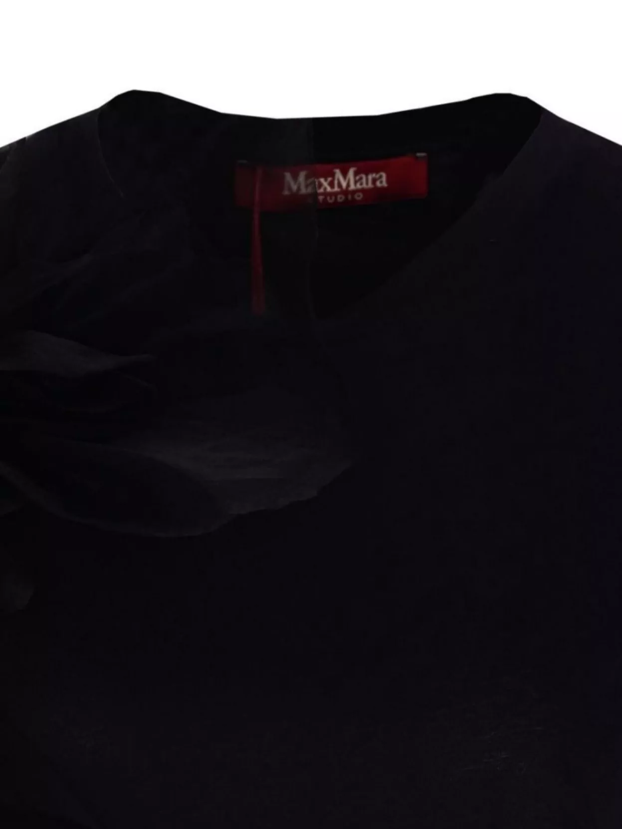 Max Mara Crew Neck Floral Embellishment Short Sleeves Top In Black