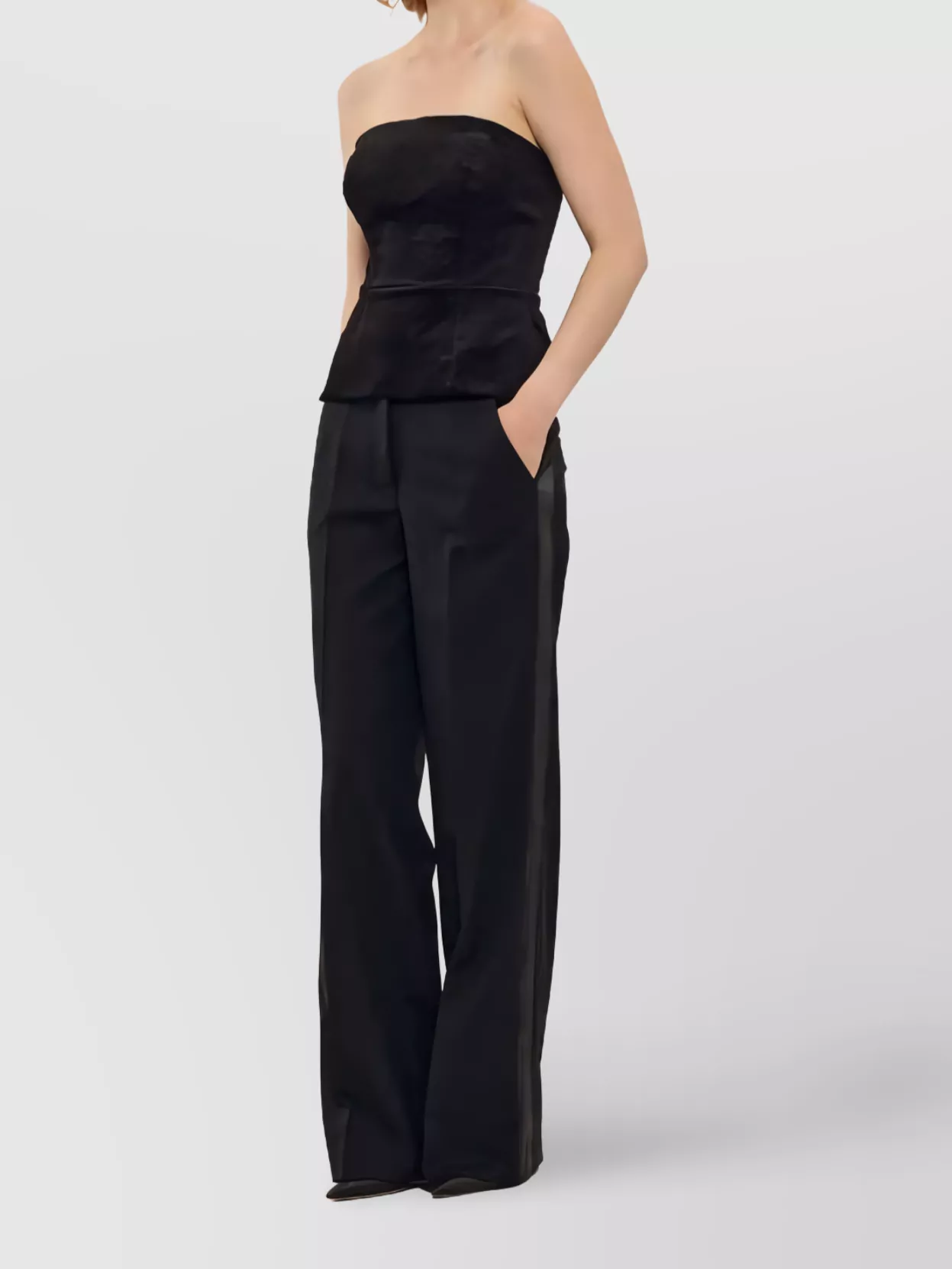P.a.r.o.s.h Wide Leg Trousers Belt Loops In Black