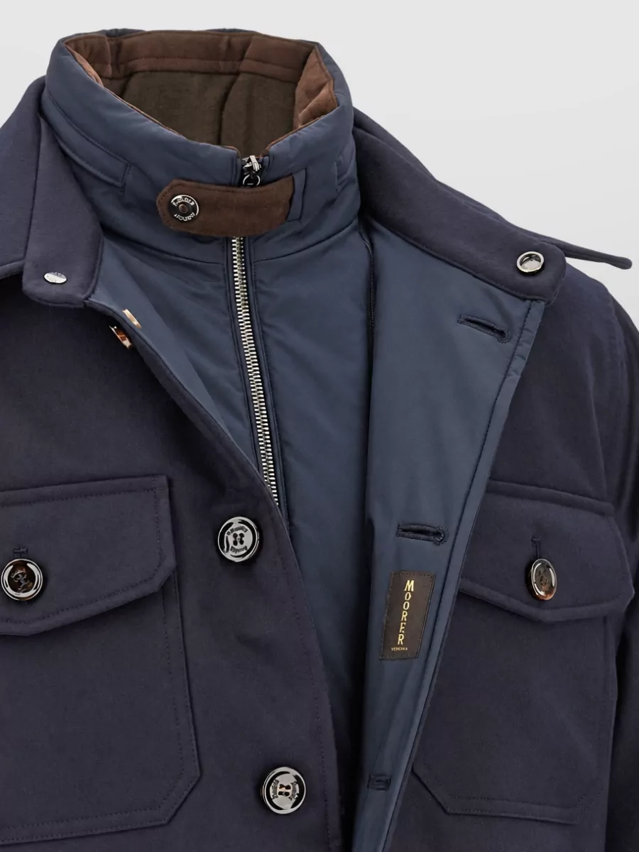 Moorer wool cashmere flannel padded overshirt jacket