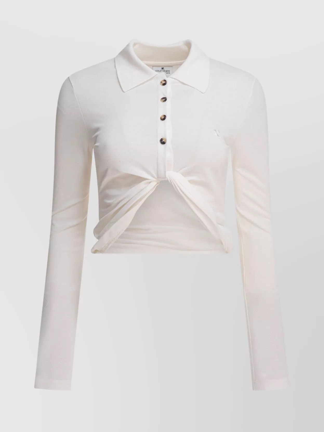 Courrèges Collared Neck Knotted Front Long Sleeves