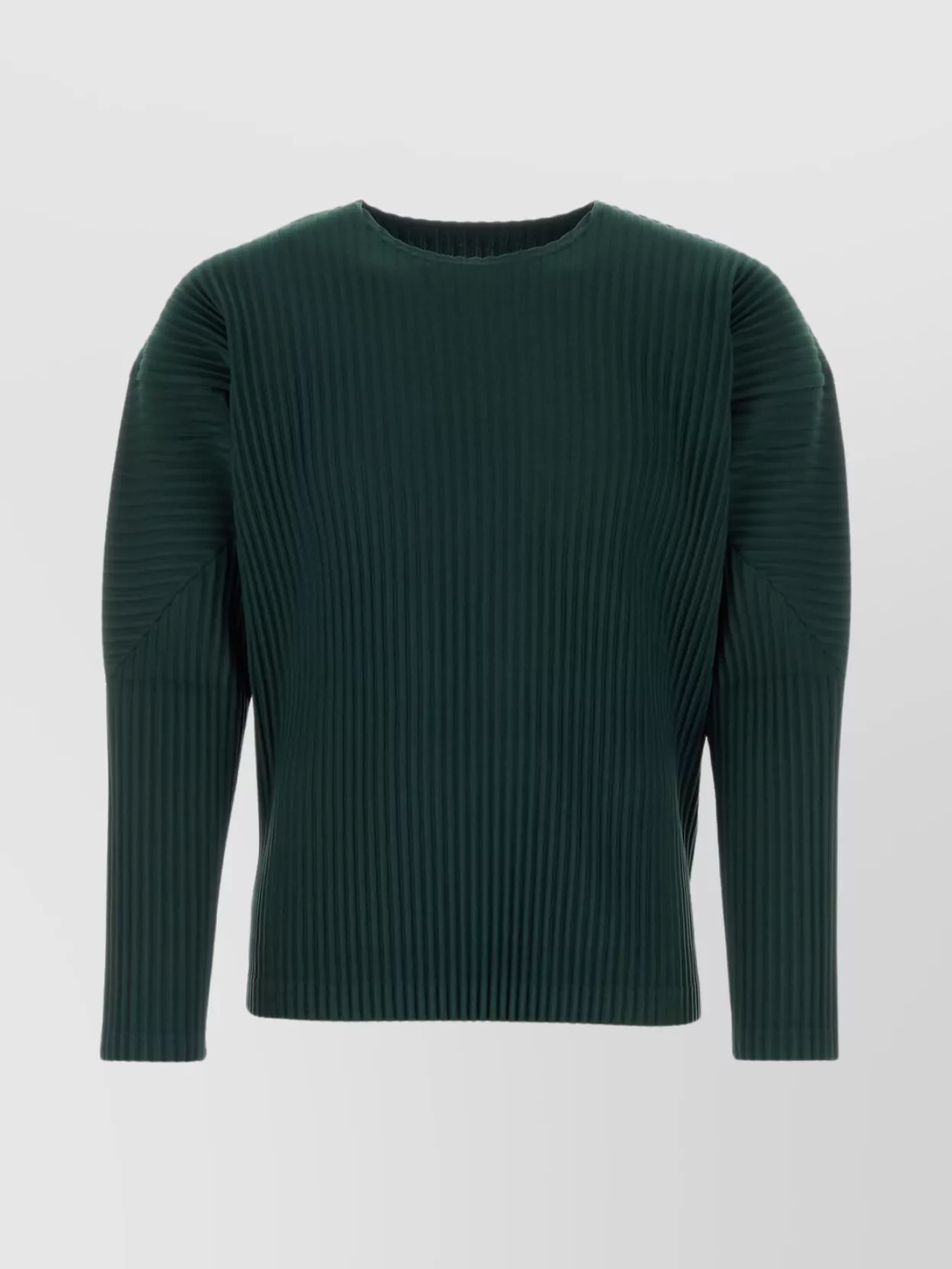Shop Issey Miyake Crew-neck Pleated Ribbed T-shirt