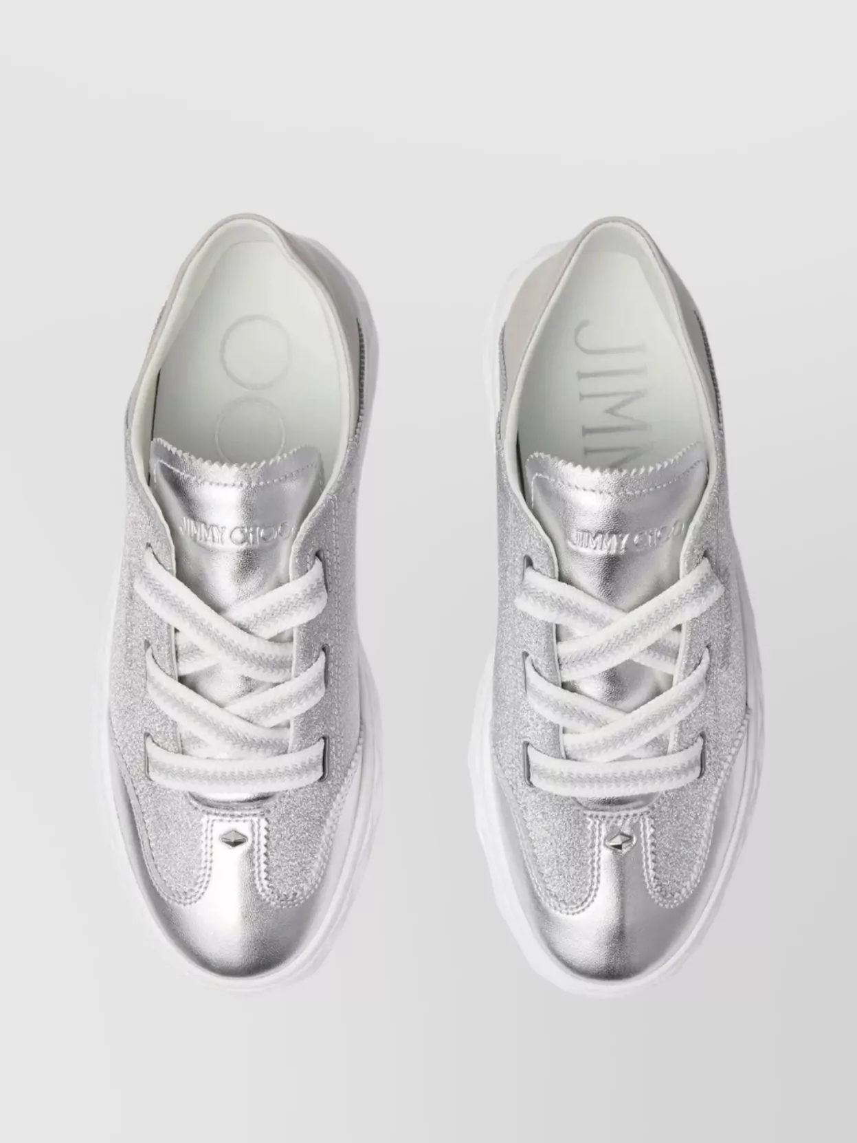 Jimmy Choo Shimmering Leather Sneakers Folding Heel