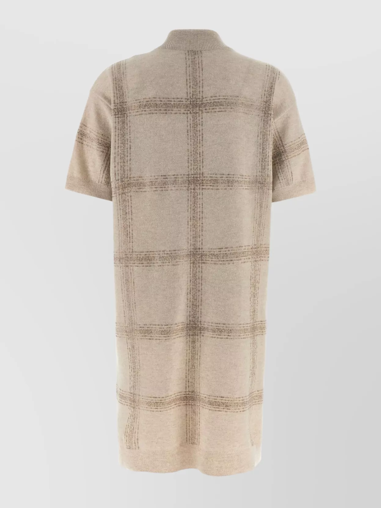 Brunello Cucinelli Knit Dress With Short Sleeves And Collar In Neutral