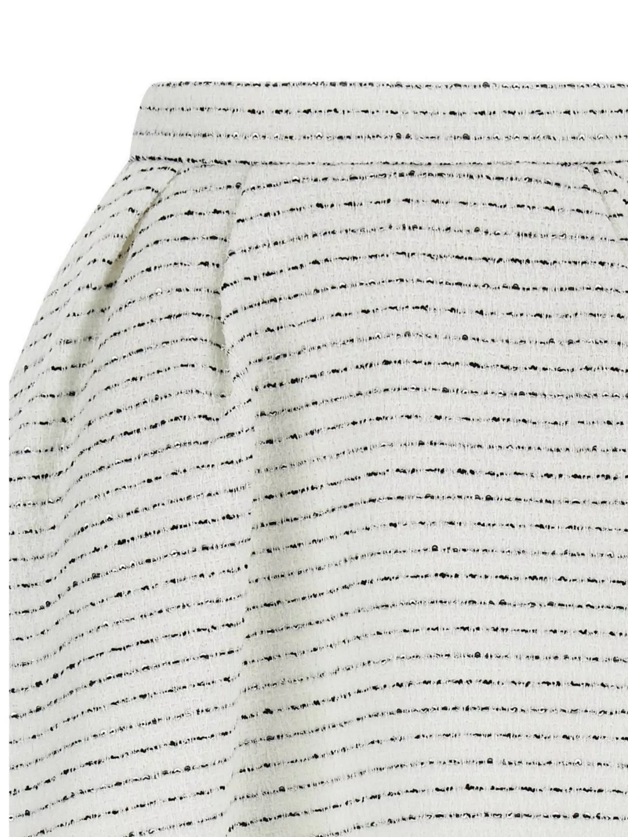 Alessandra Rich Tweed Mini Skirt With Micro Sequins And Pleated Waist In White