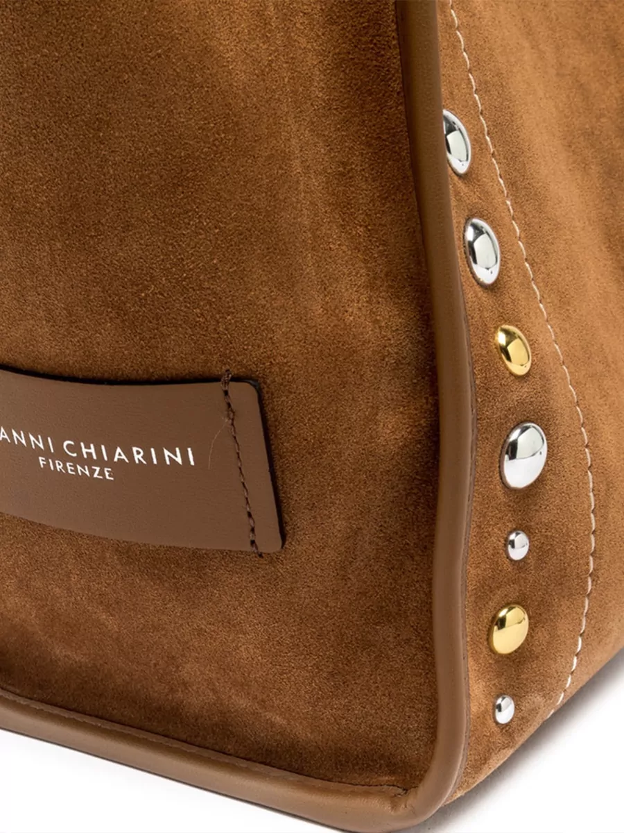 Gianni Chiarini Tote Bag Suede Finish Studded Dual Handles