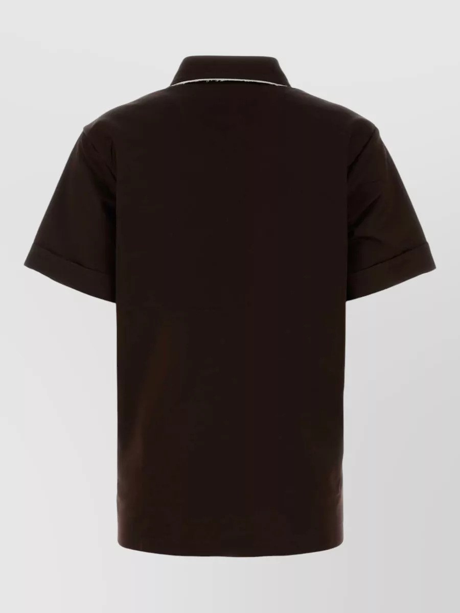 Prada Cotton Polo Shirt Short Sleeves Collar Pocket Piping
