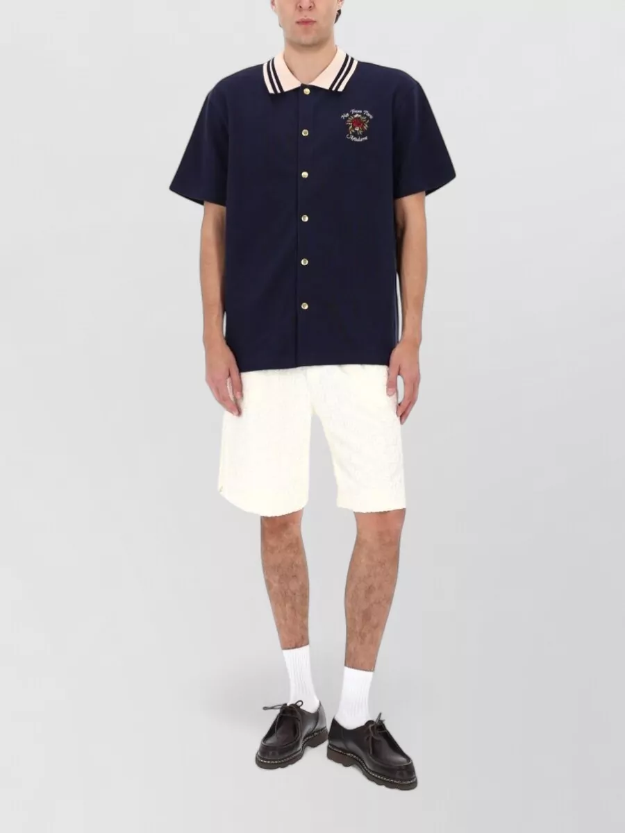 Drôle De Monsieur Slogan Rose Shirt Relaxed Cut Stripes