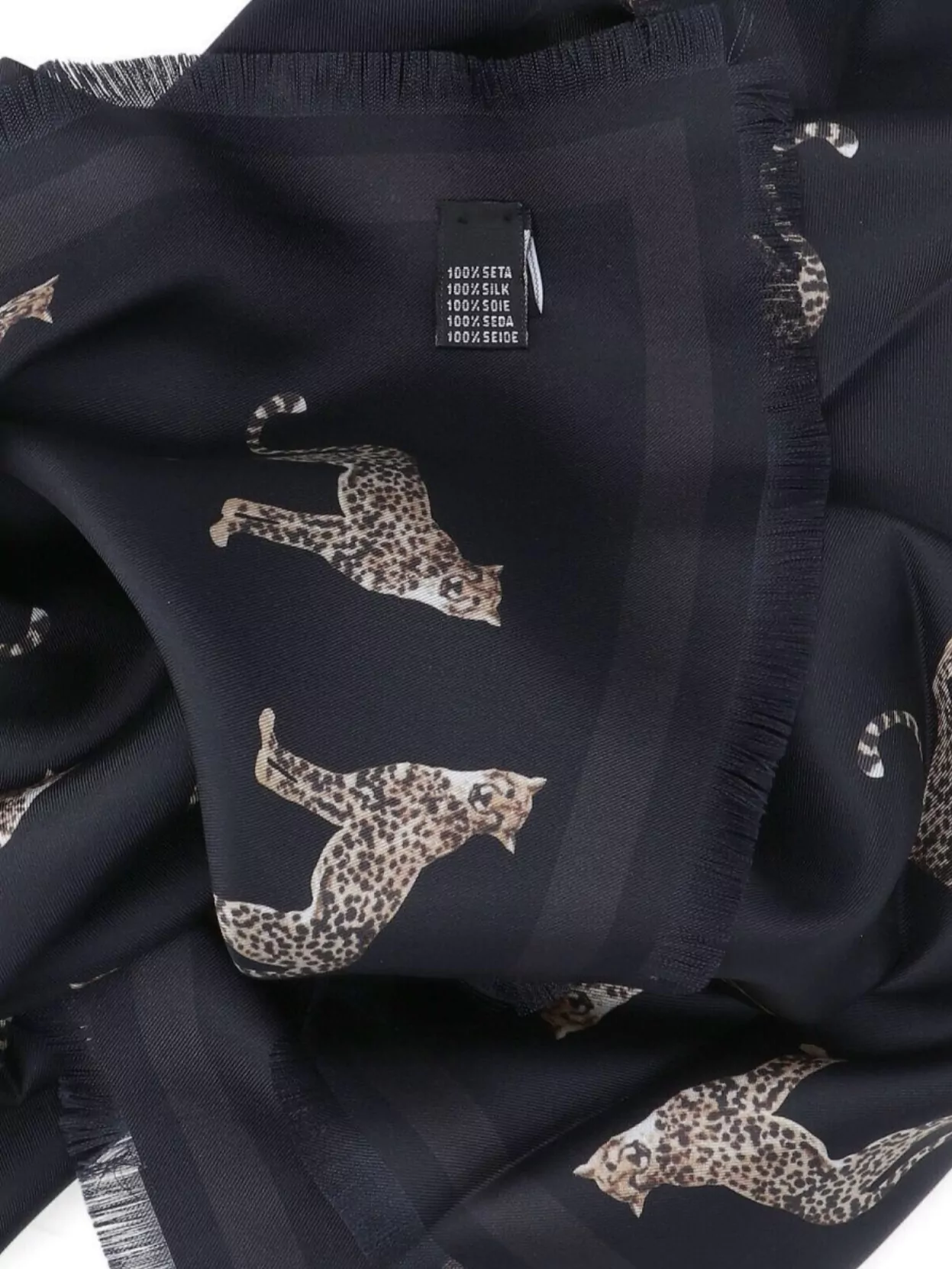 Nili Lotan Animal Motif Scarf Fringed Edges