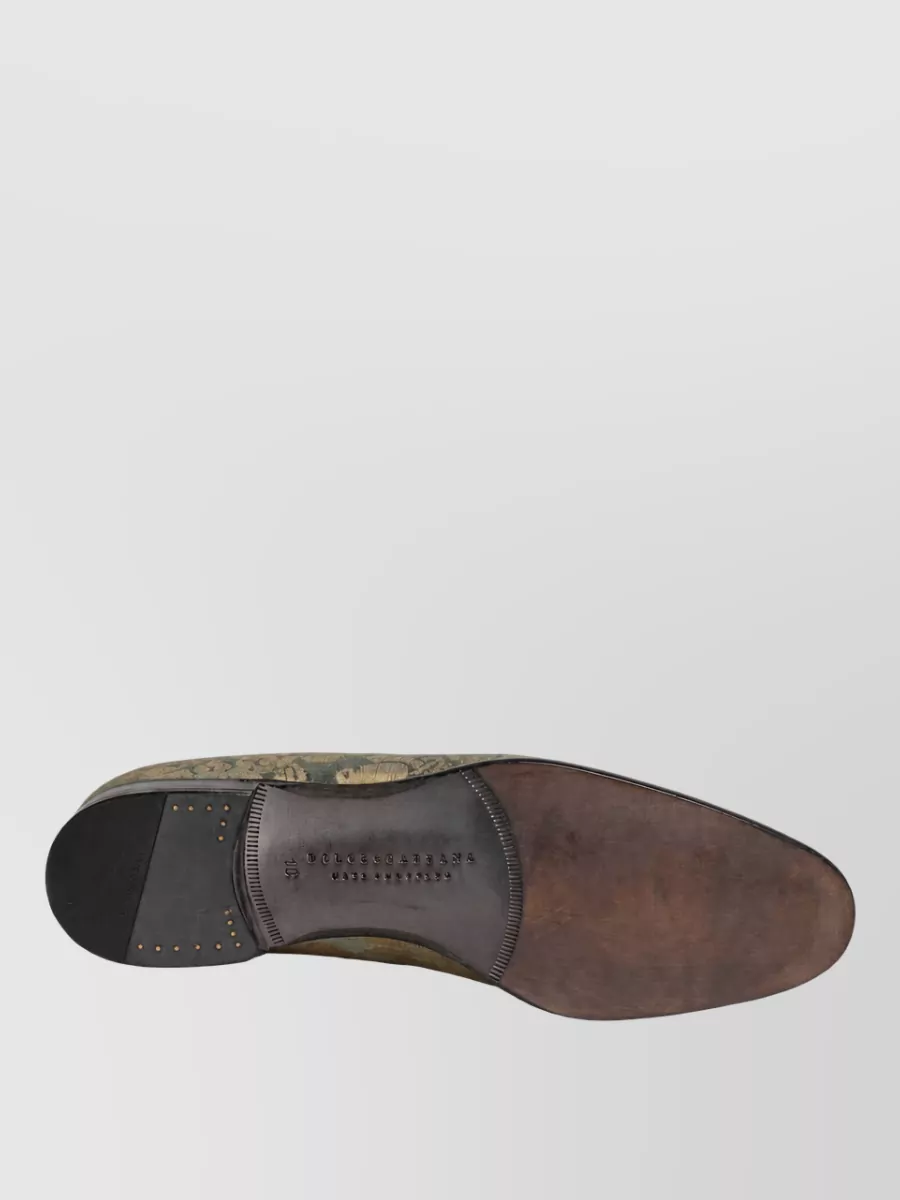 Dolce&Gabbana Leather Floral-Jacquard Monk Shoes