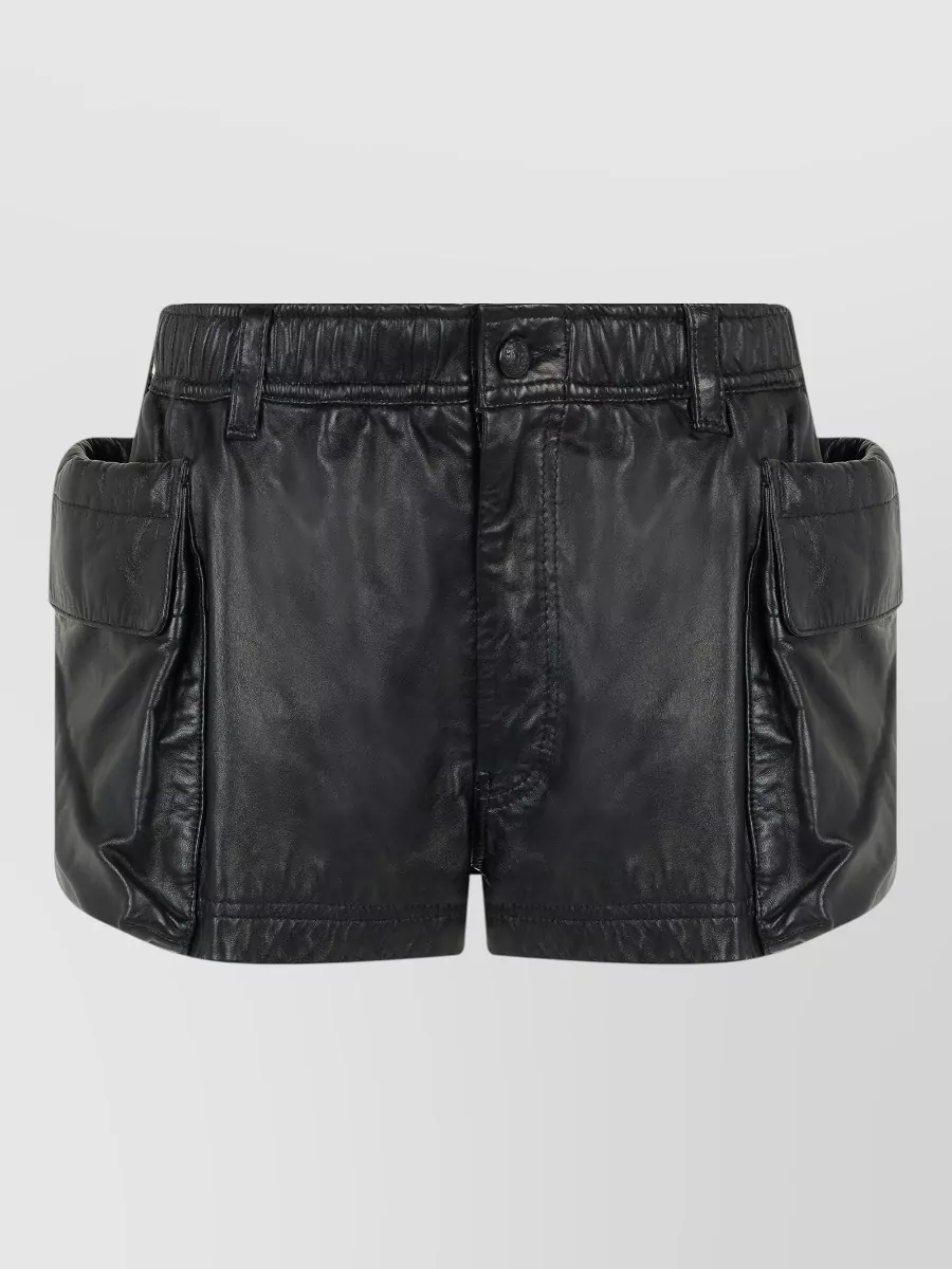 R13 leather high-rise cargo shorts