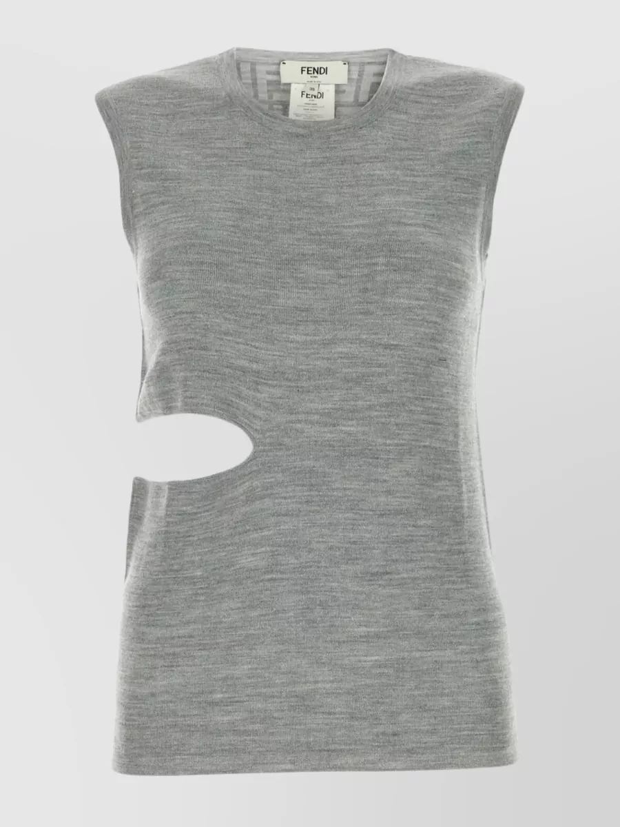 Shop Fendi Versatile Sleeveless Knit Top In Grey