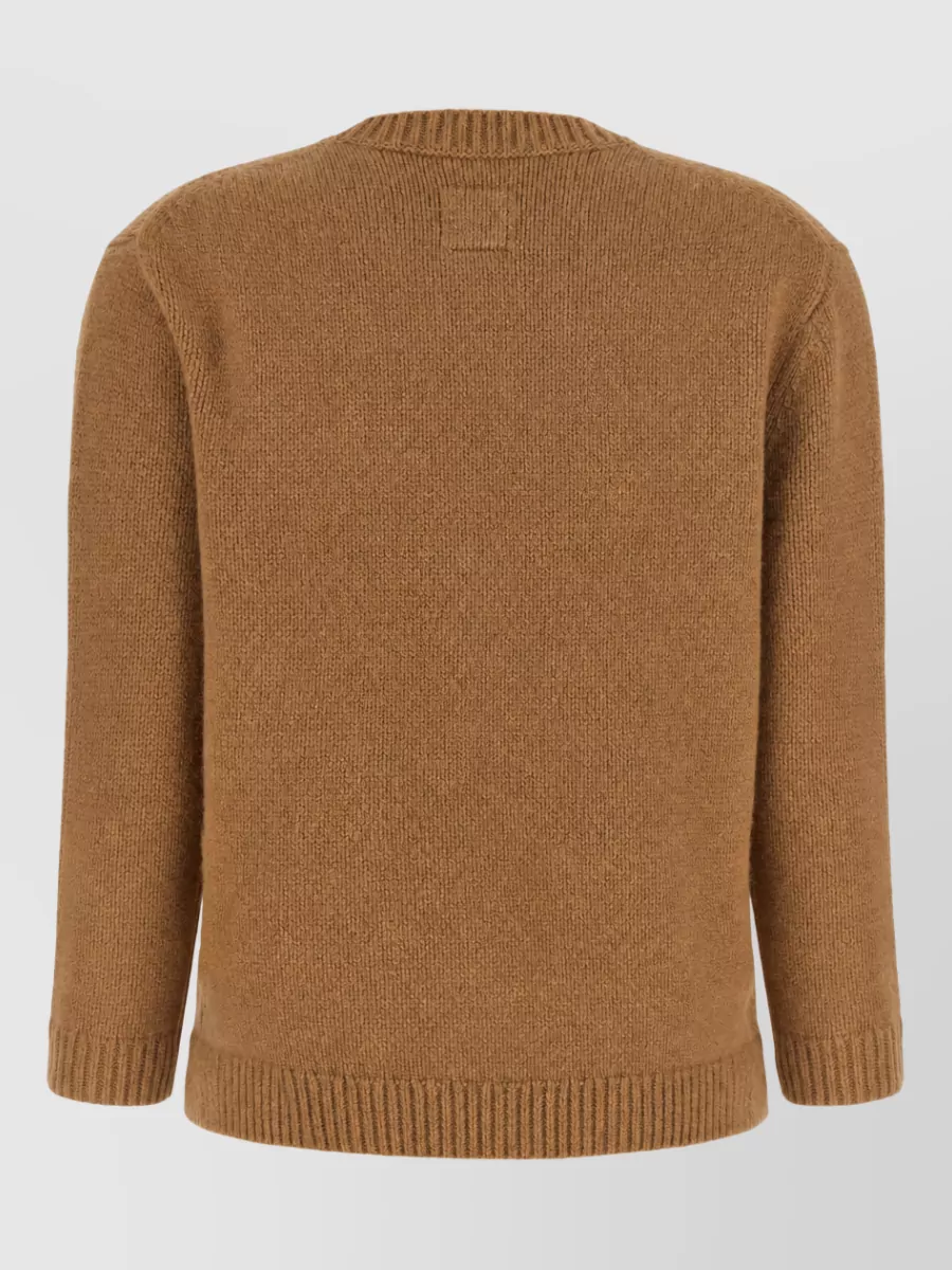 Totême Wool Ribbed Crew Neck Asymmetric Jumper
