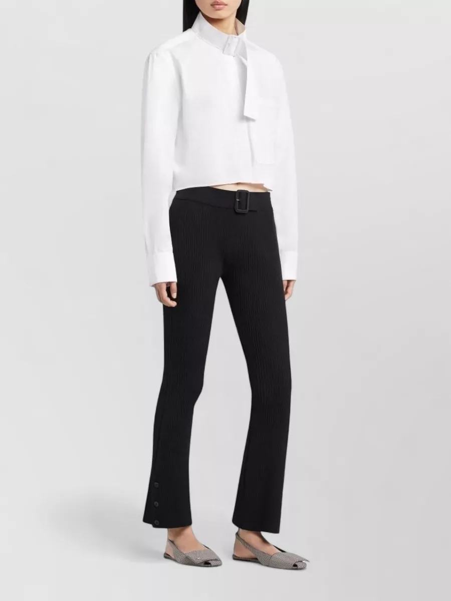 Courrèges Belted Rib Knit Flared Capri Trousers