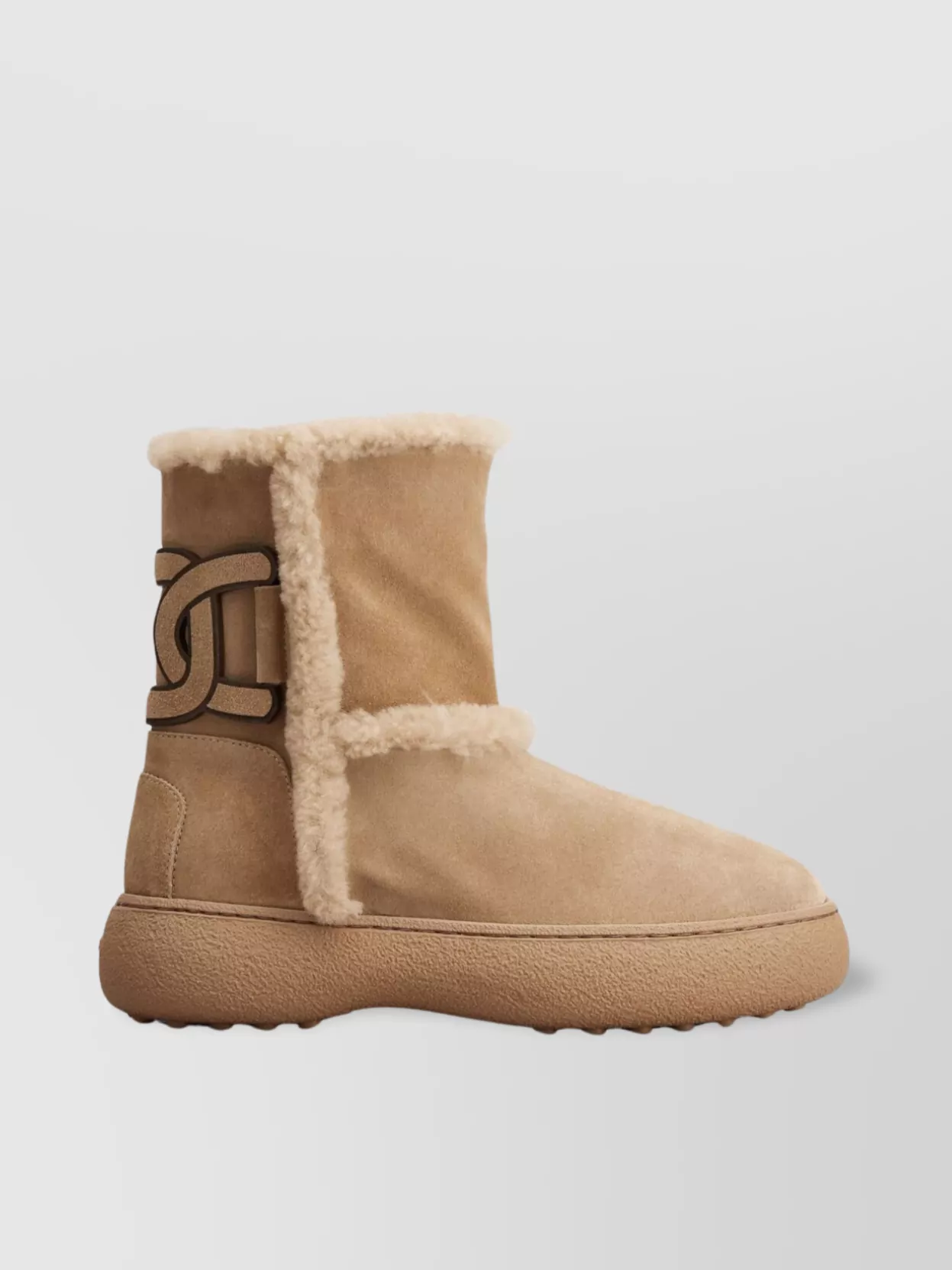Shop Tod's Shearling Trim Suede Boots In Brown