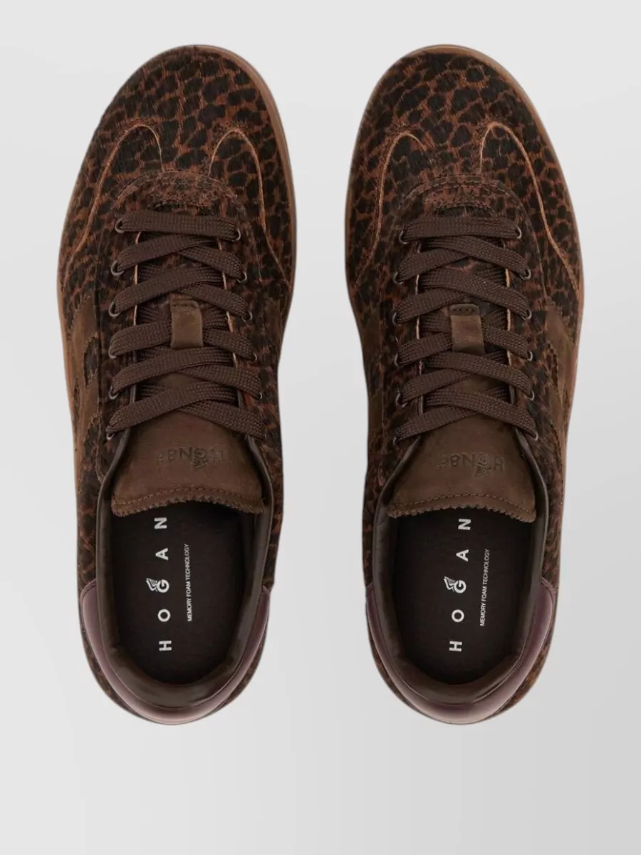 Hogan Leather Leopard-Print Lace-Up Sneakers