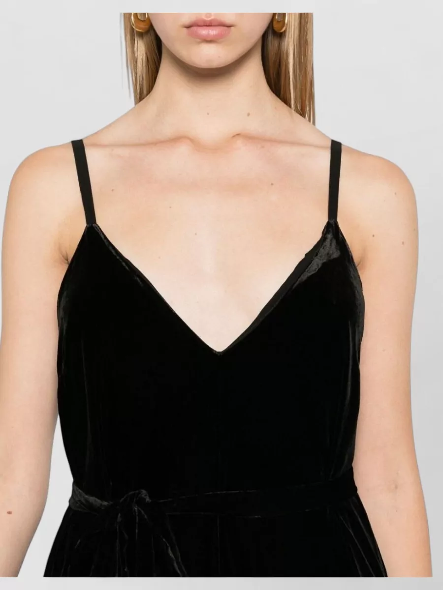 Gold Hawk Velvet V-Neck Sleeveless Wide-Leg Jumpsuit
