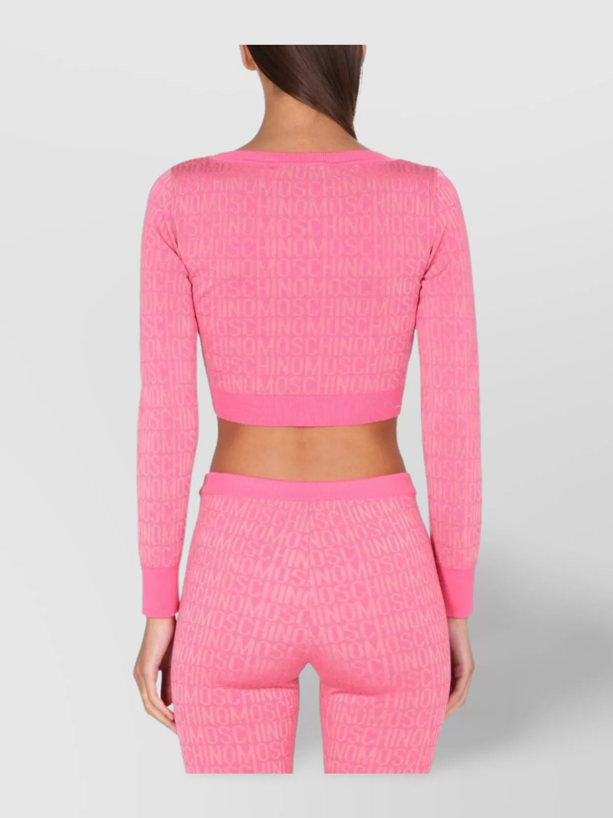 Moschino Cropped Pullover With Allover Logo Pattern