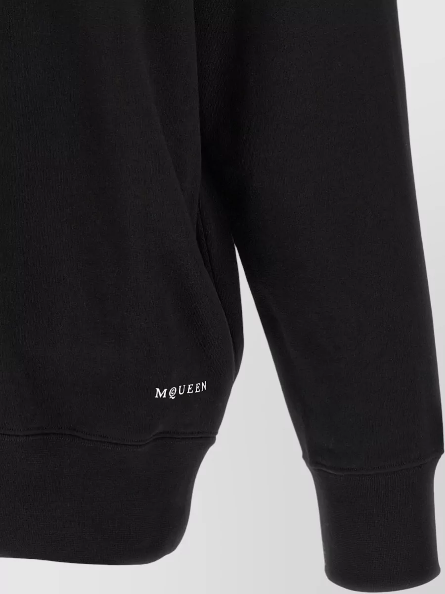 Mc Queen Skull Motif Hoodie Drawstring Hood Ribbed Trims