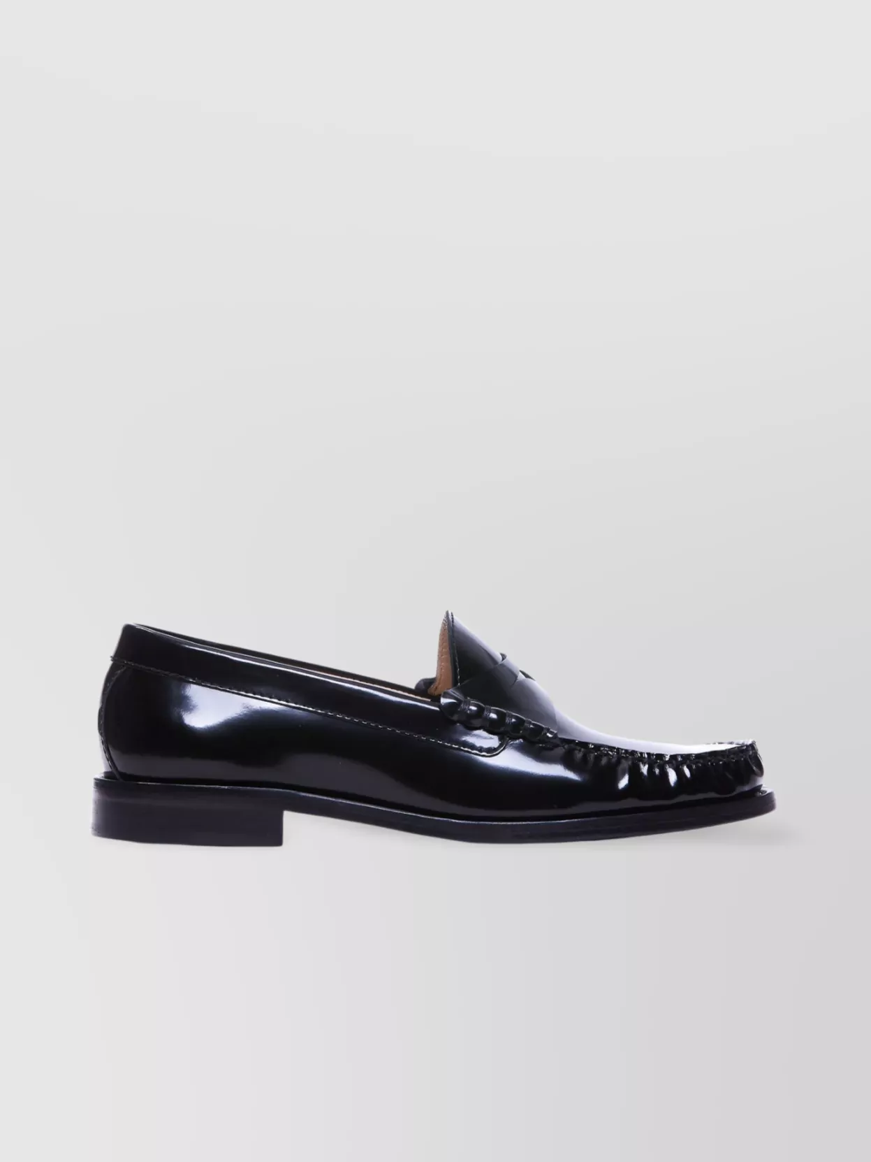 Stuart Weitzman Leather Penny Strap Loafers With Shiny Finish