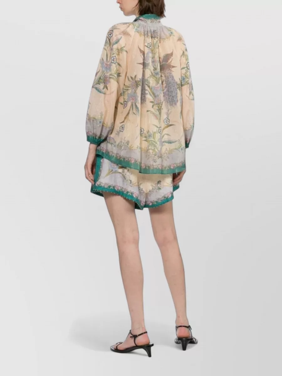 Zimmermann Silk Blend Printed Ruffle Blouse