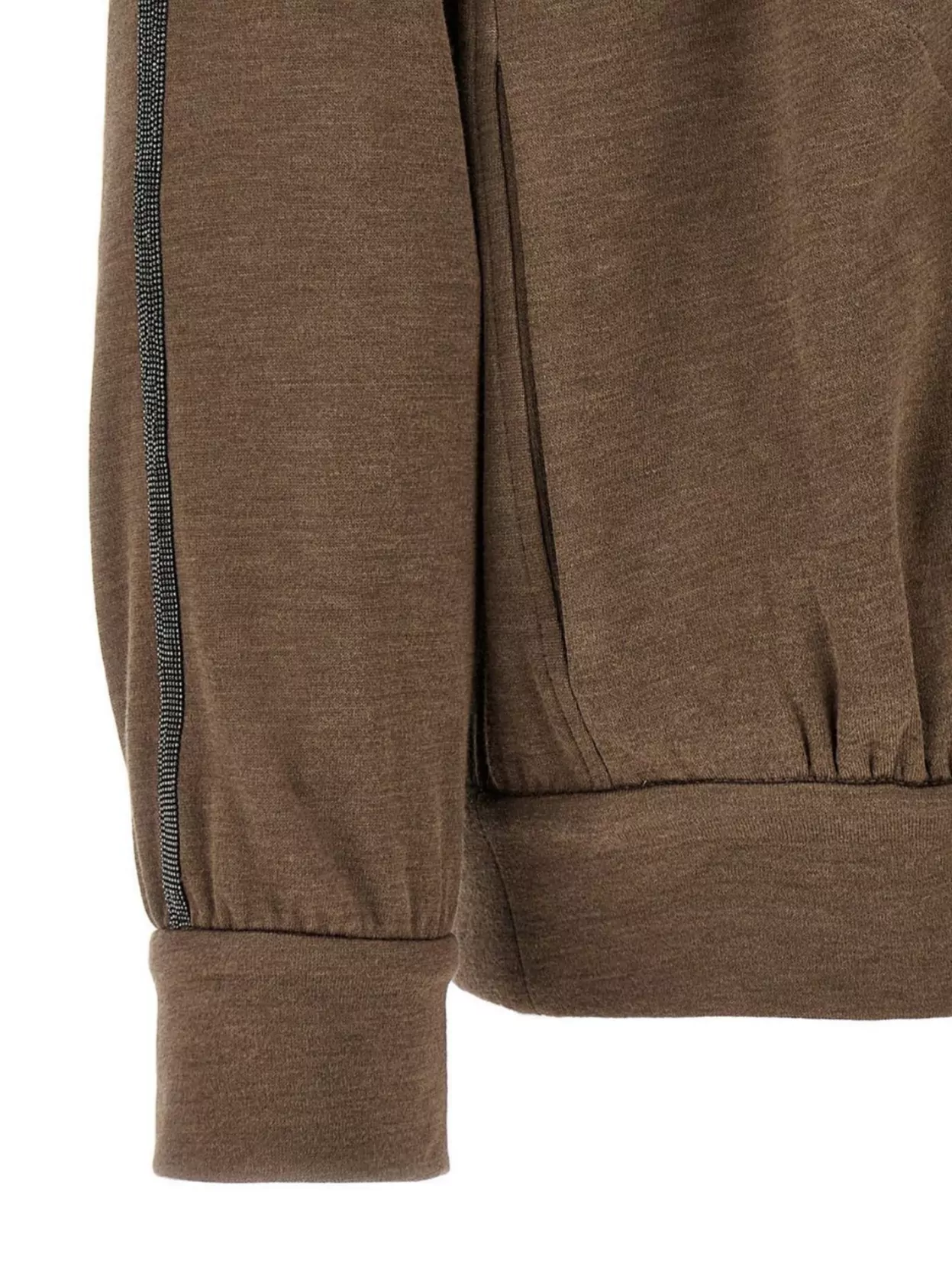 Shop Brunello Cucinelli Knitwear Hoodie With Side Stripe Detail