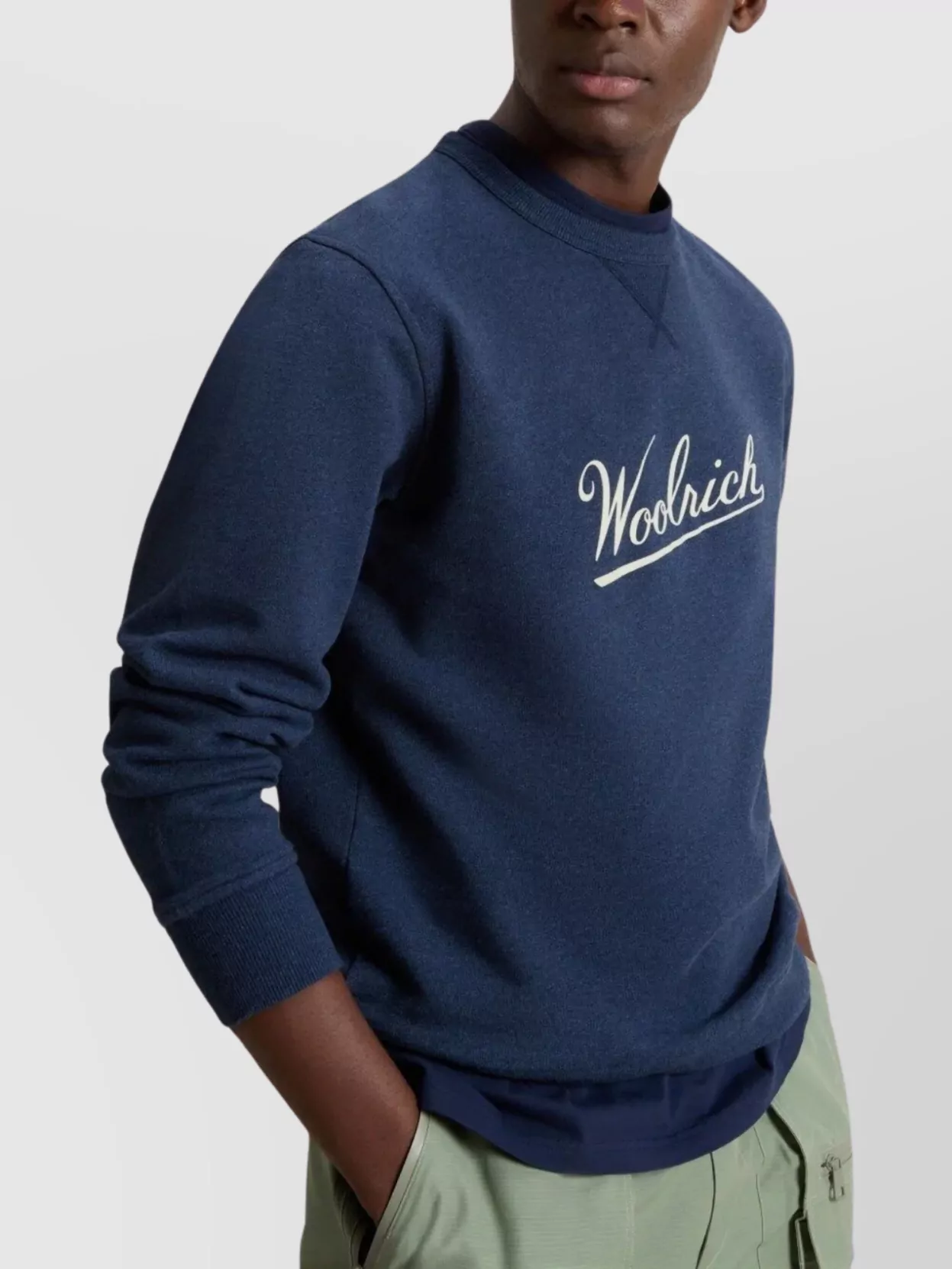 Woolrich Ribbed Crew Neck Sweatshirt With Long Sleeves