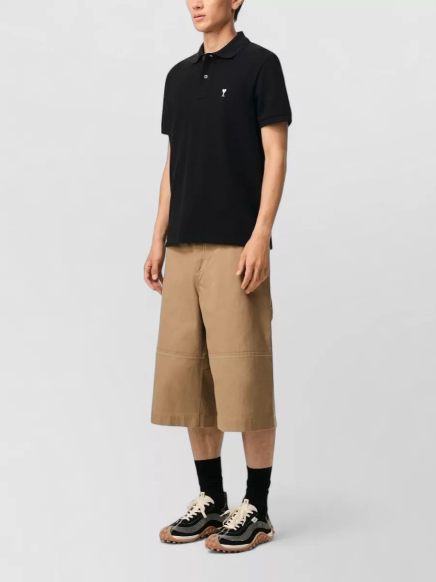 Ami Paris Cotton Piqué Logo-Embroidered Short-Sleeve Polo Shirt