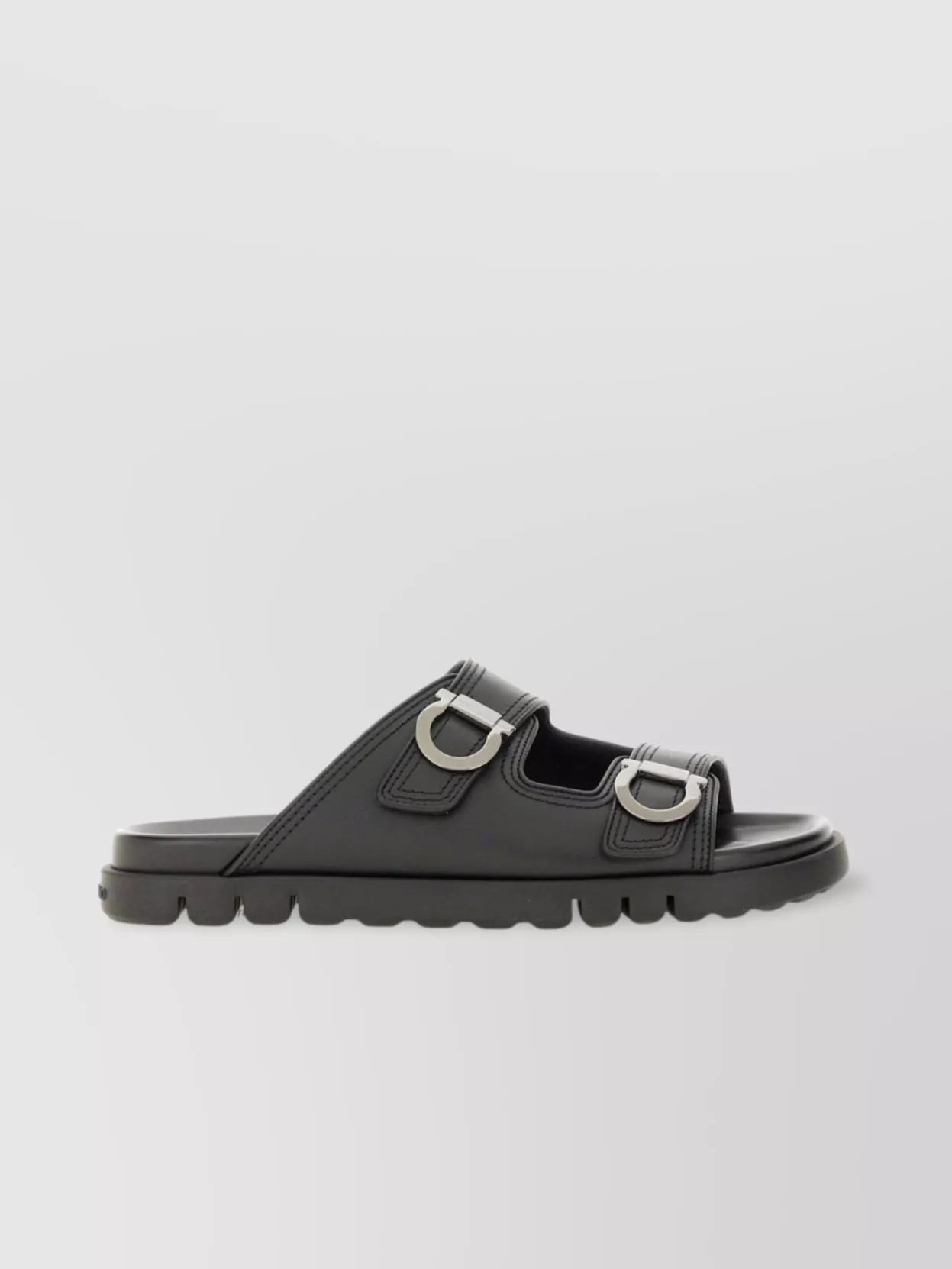 Ferragamo Double Buckle Flat Sole Sandal