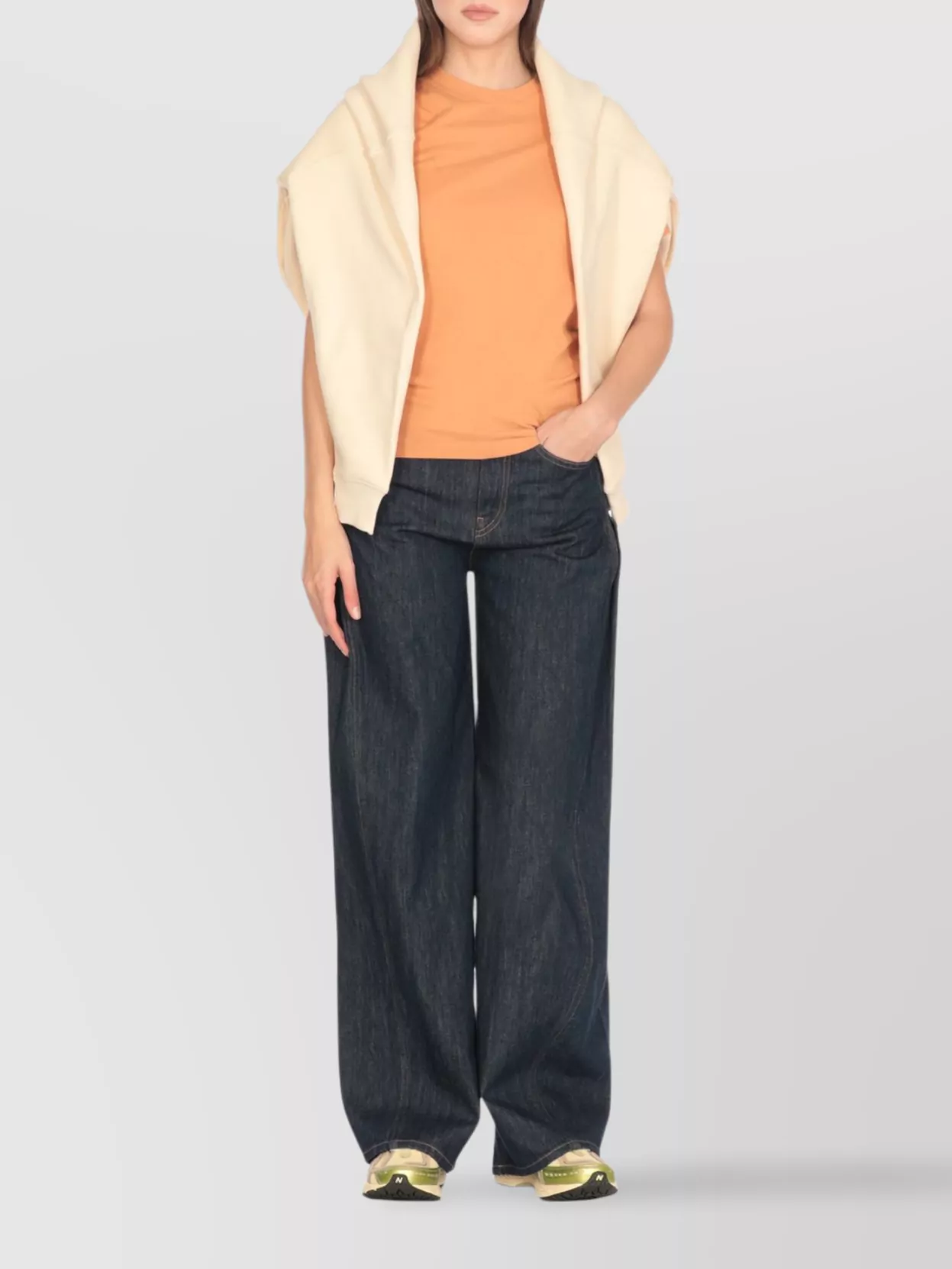 Dondup Wide-leg Palazzo Jeans With Contrast Stitching In Blue