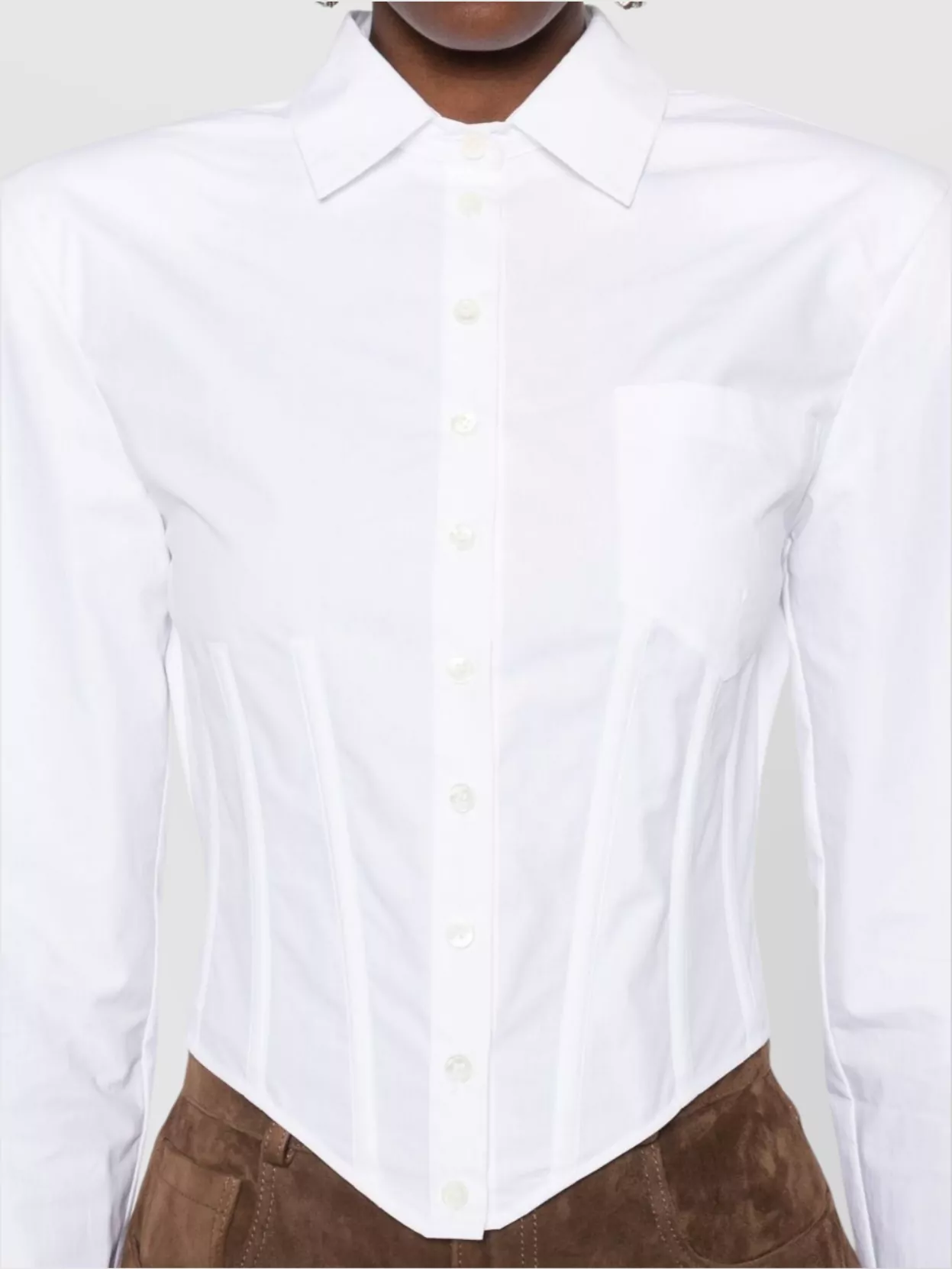 Magda Butrym Casual Corset-Style Long Sleeve Top With Chest Pocket
