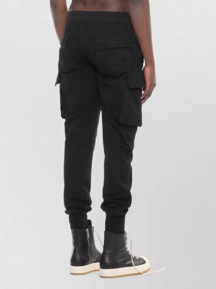 Rick Owens Drkshdw Straight Trousers Elasticated Hems Multiple Pockets