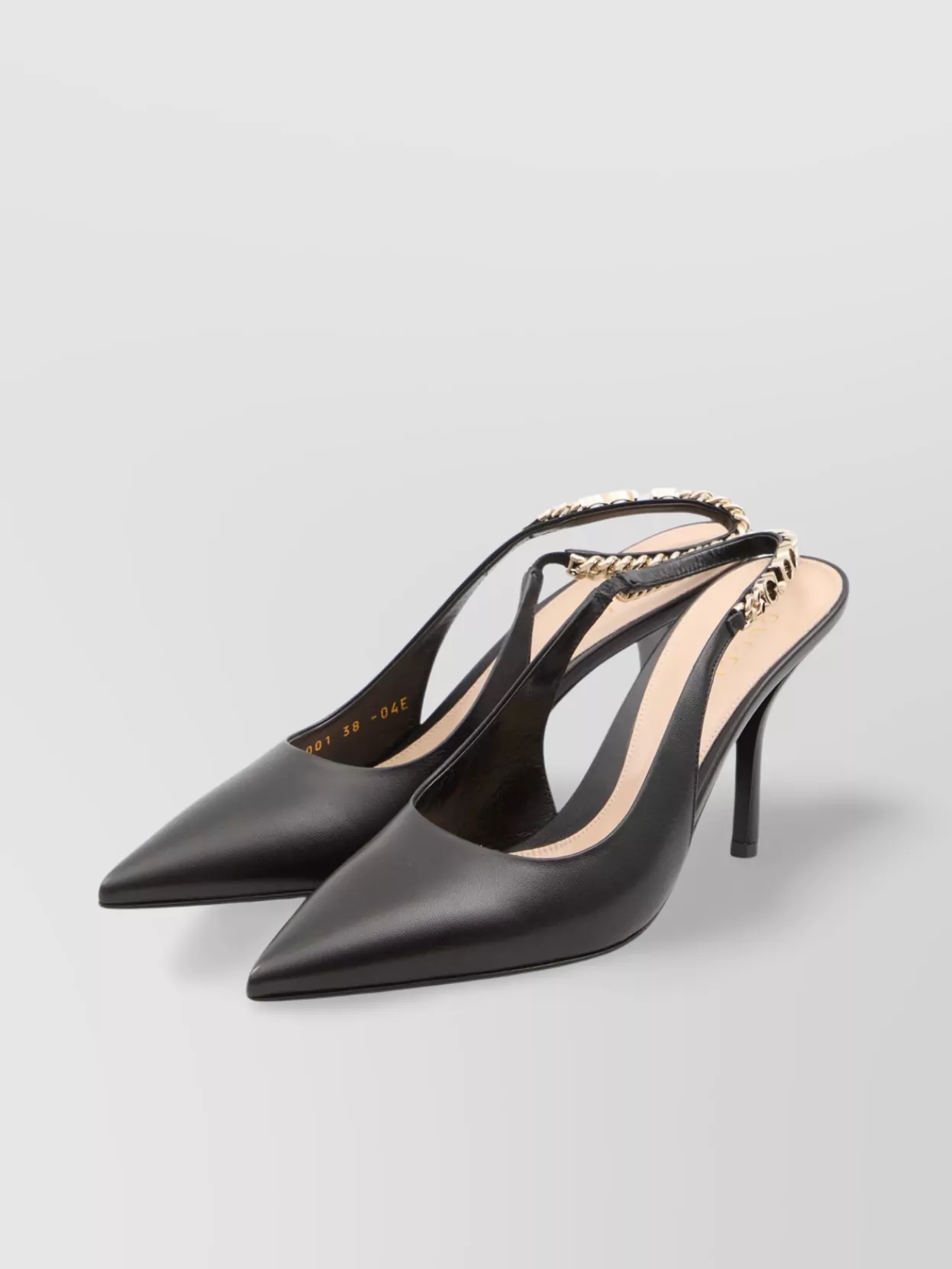 Gucci Chain Detail Leather Pumps Stiletto Heel