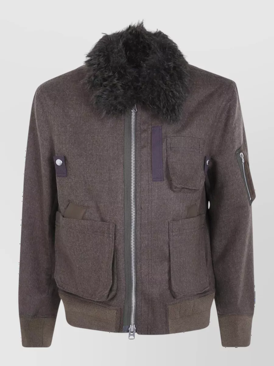 Sacai wool bomber jacket