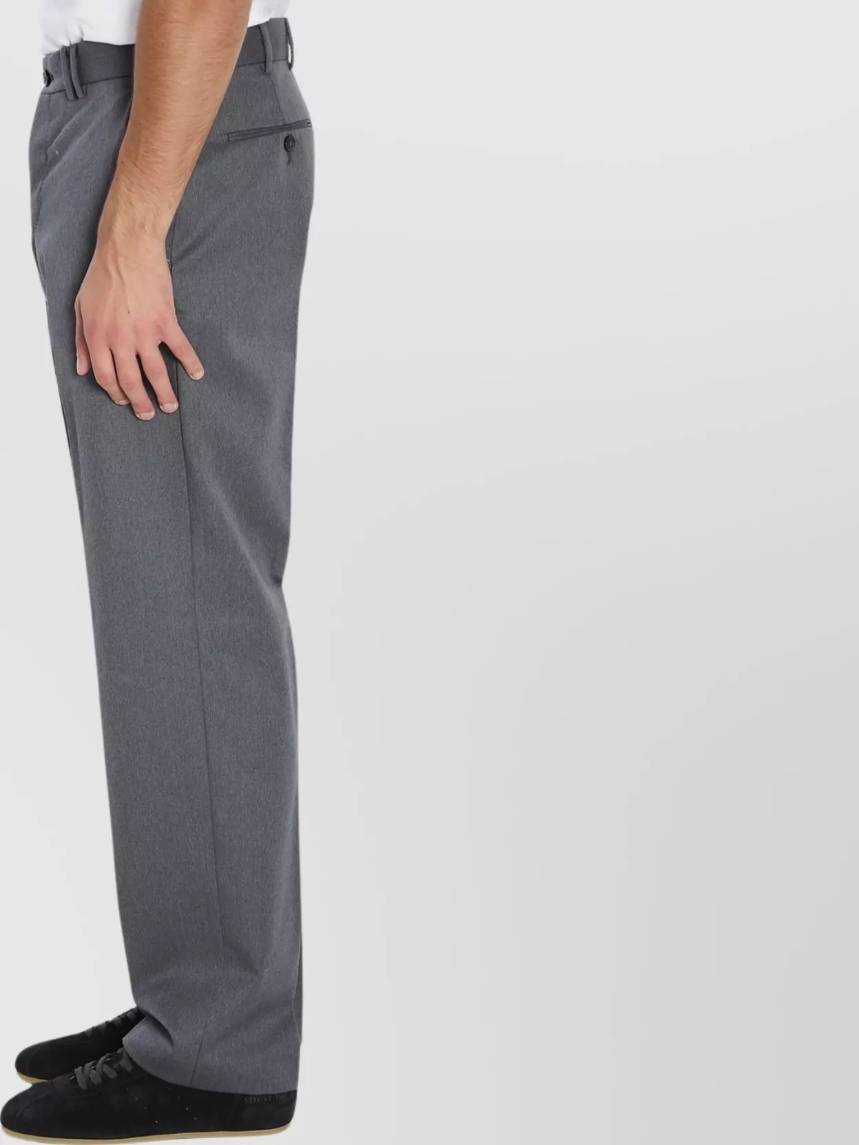 Pt Torino Wool Trousers Mid-rise Waist In Gray