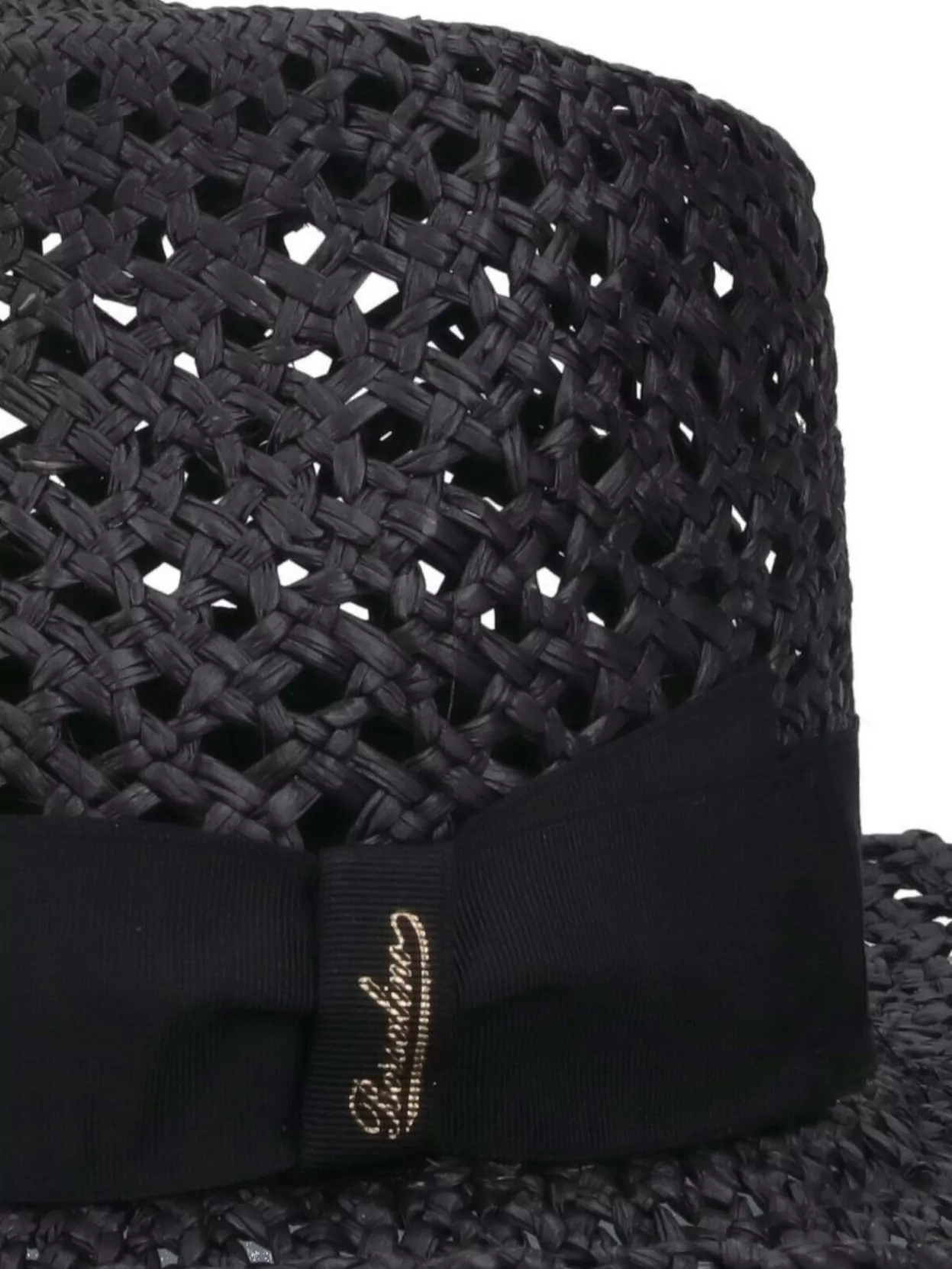 Borsalino Wide Brim Woven Texture Ribbon Detail