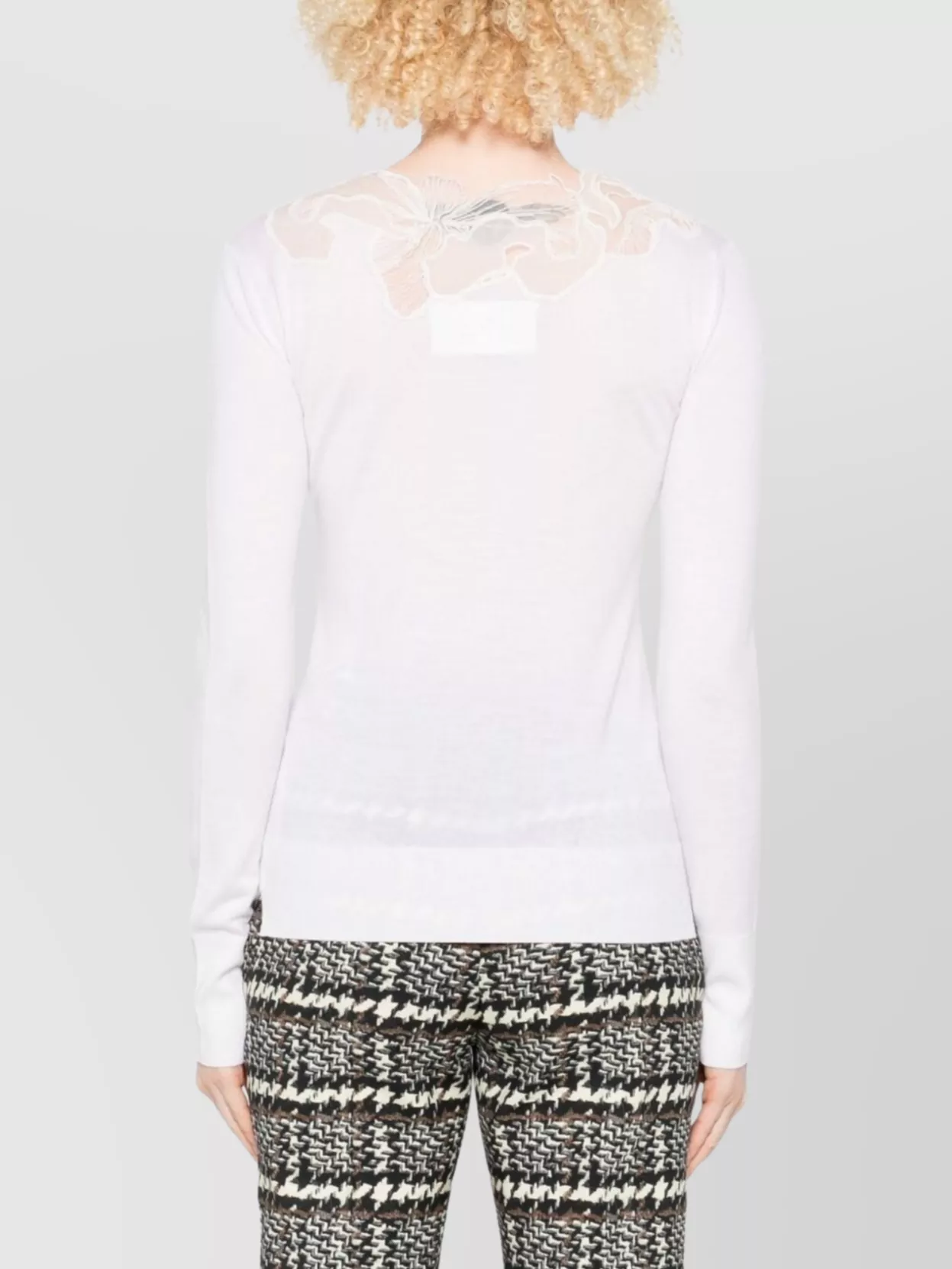 Ermanno Scervino Knit Sweater With Lace Neck Detail