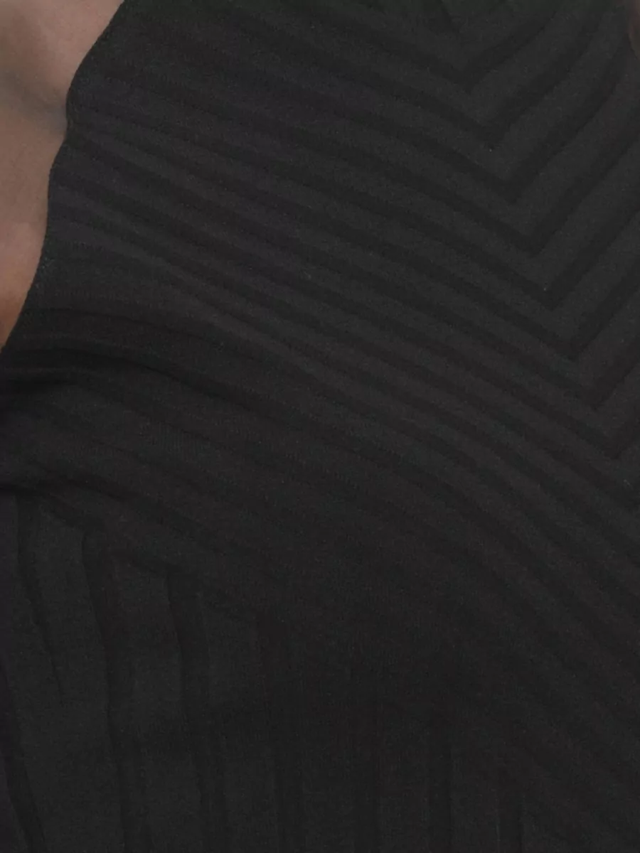 D.exterior Ribbed High-Neck Long-Sleeve Top