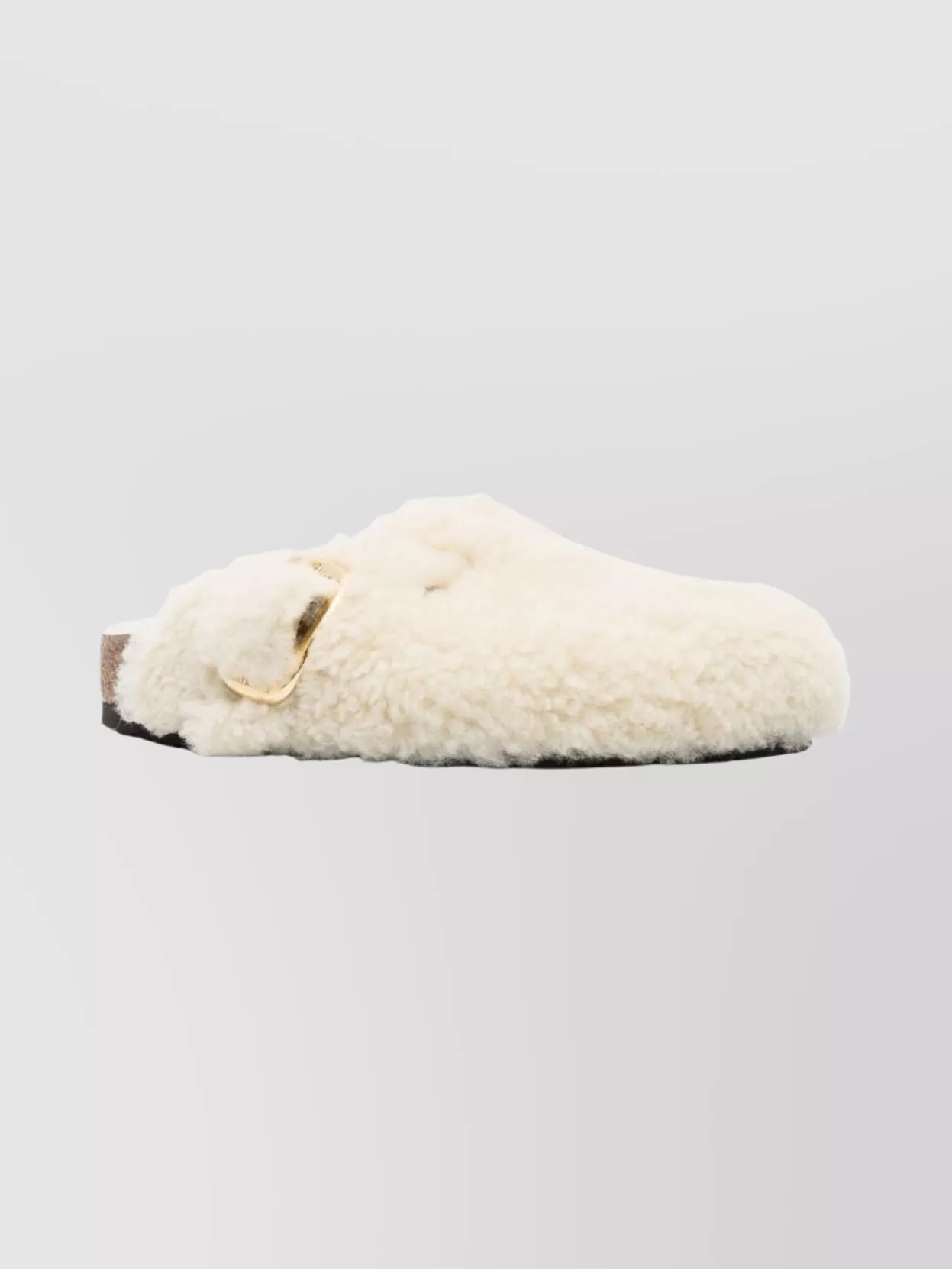 Birkenstock Womens Eggshell Shearling Boston Buckle-embellished Clogs In White