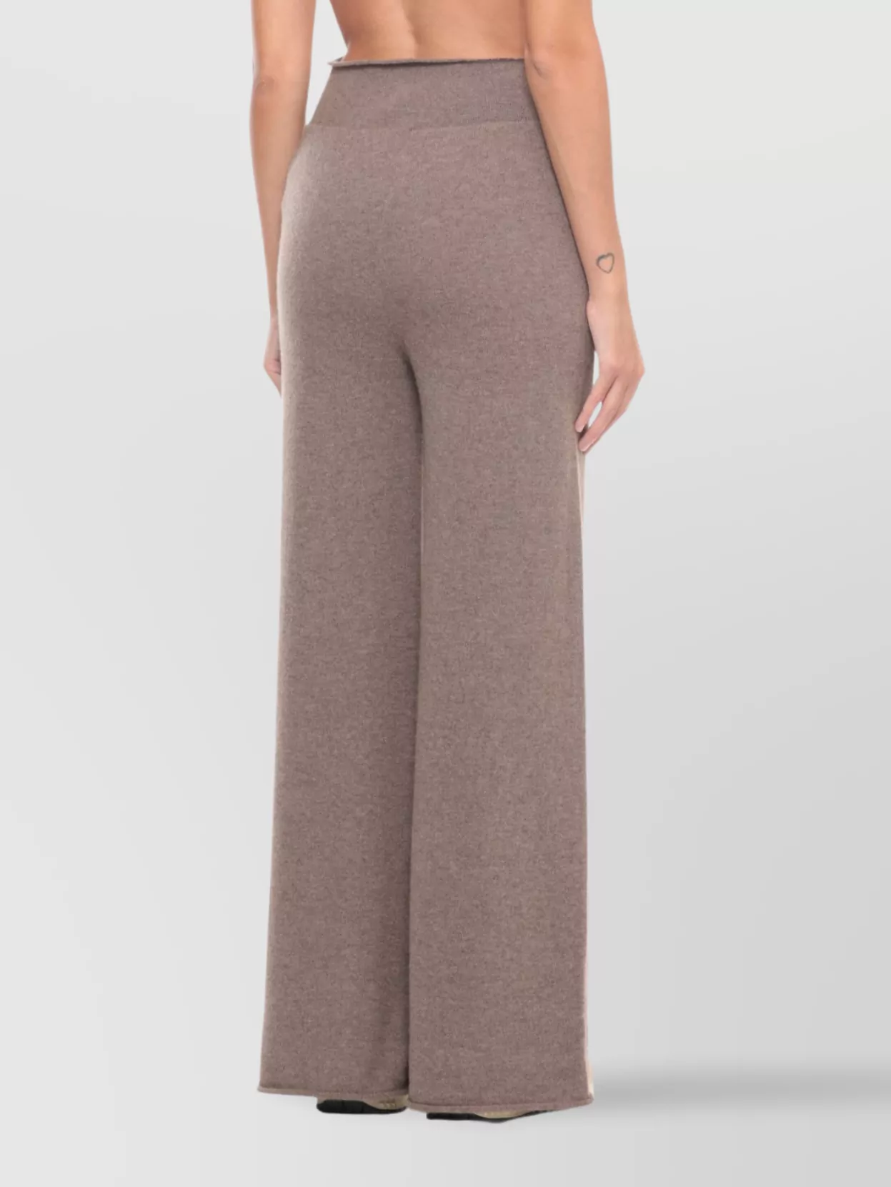 Vanise' High-Rise Wide-Leg Cashmere Trousers