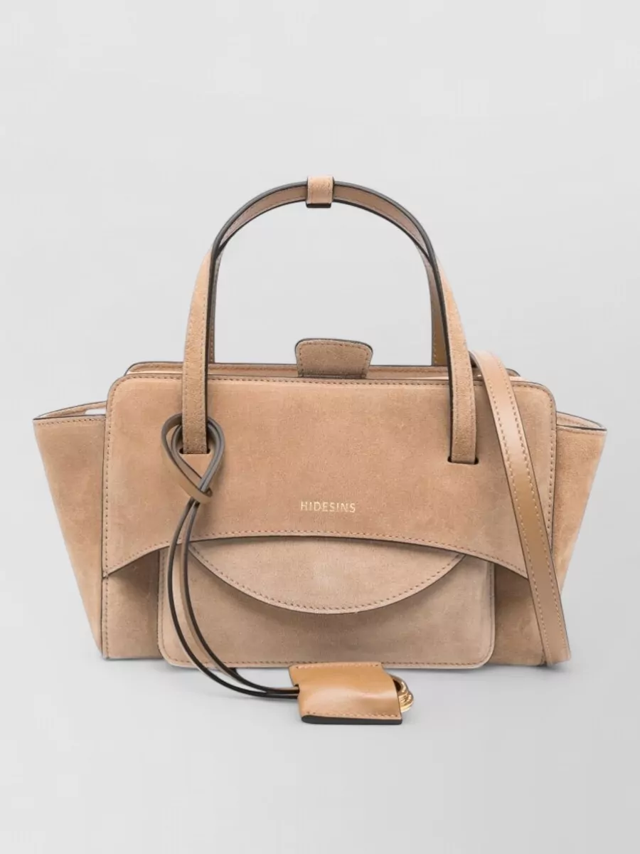 Hidesins leather small flap tote bag