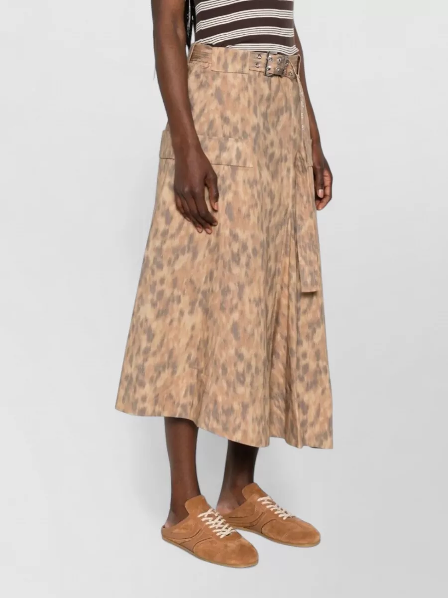 Ganni Printed Organic Cotton Asymmetric Skirt